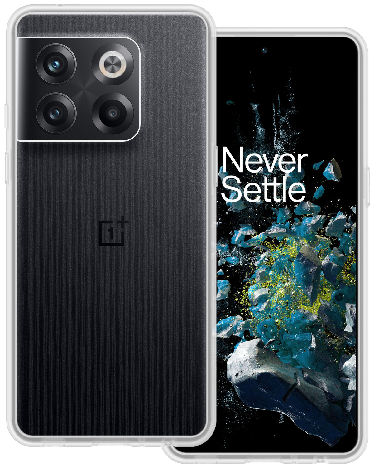 BASEY. Hoes Geschikt voor OnePlus 10T Hoesje Siliconen Back Cover Case - Hoesje Geschikt voor OnePlus 10T Hoes Cover Hoesje - Transparant