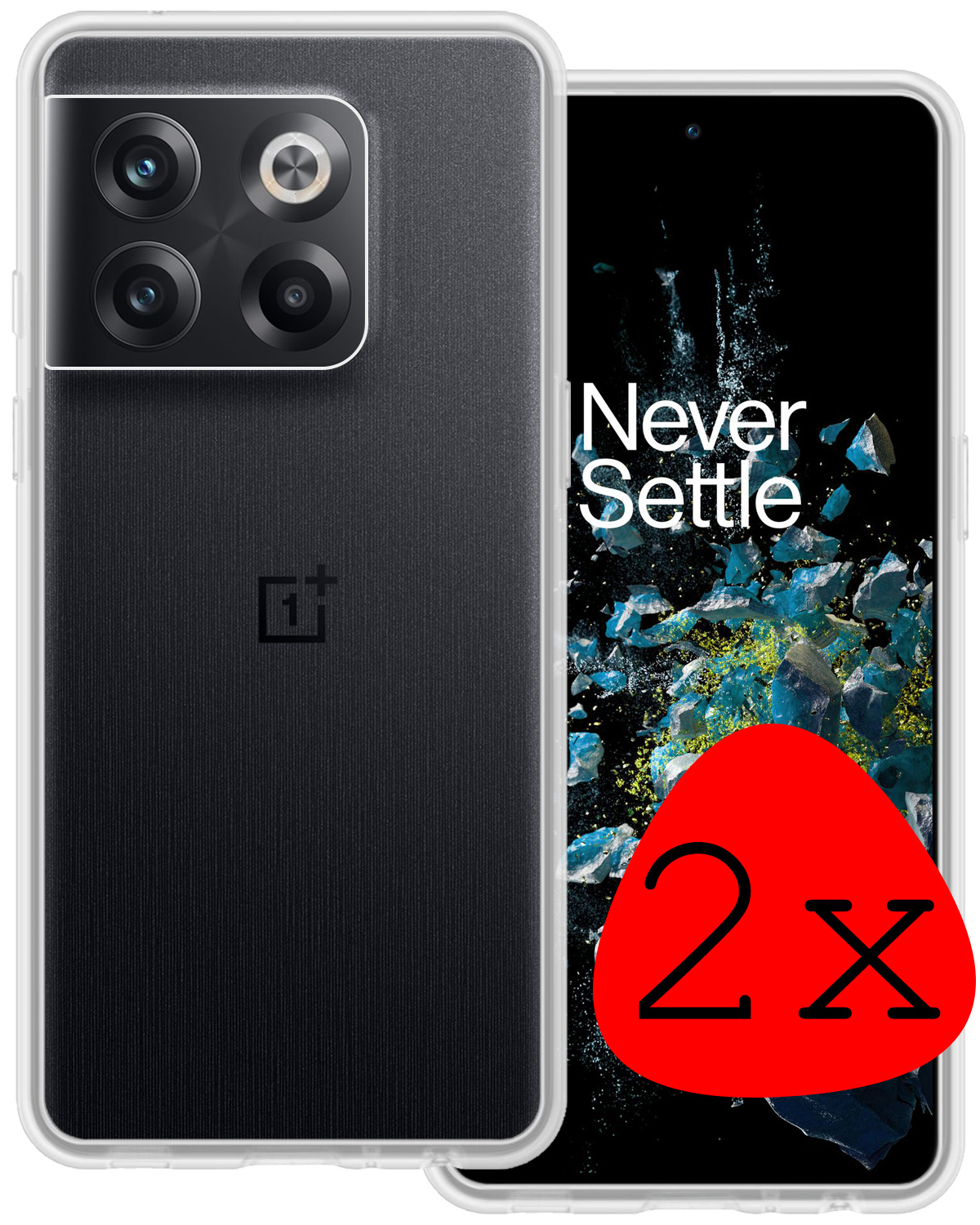 BASEY. Hoes Geschikt voor OnePlus 10T Hoesje Siliconen Back Cover Case - Hoesje Geschikt voor OnePlus 10T Hoes Cover Hoesje - Transparant - 2 Stuks