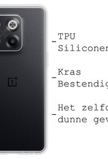 BASEY. Hoes Geschikt voor OnePlus 10T Hoesje Siliconen Back Cover Case - Hoesje Geschikt voor OnePlus 10T Hoes Cover Hoesje - Transparant - 2 Stuks