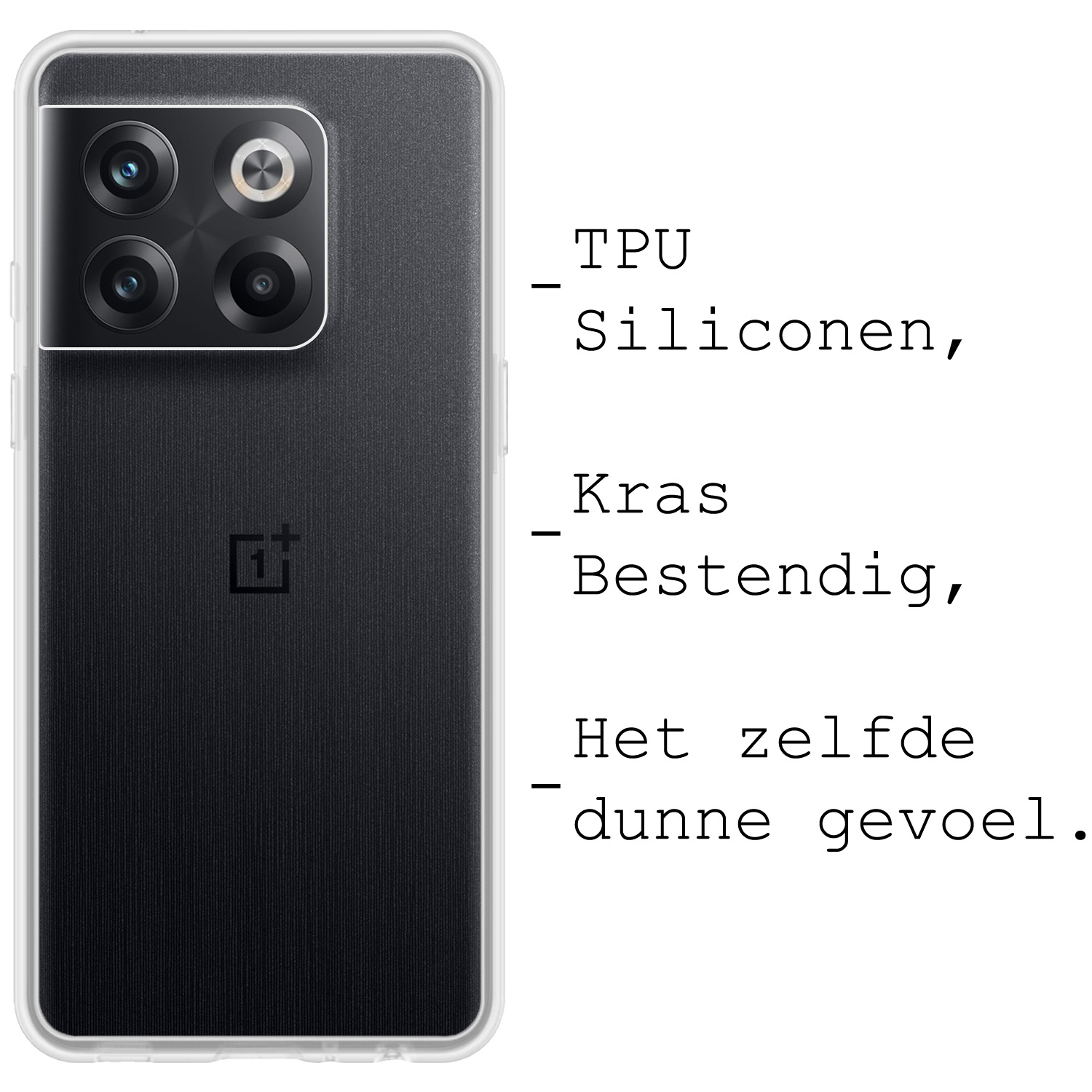 BASEY. Hoes Geschikt voor OnePlus 10T Hoesje Siliconen Back Cover Case - Hoesje Geschikt voor OnePlus 10T Hoes Cover Hoesje - Transparant - 2 Stuks