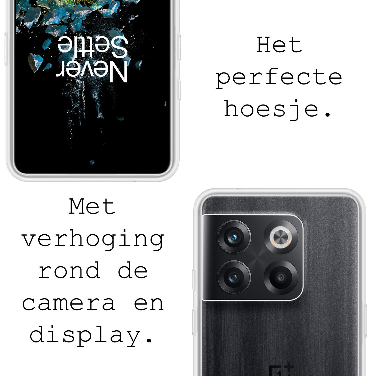 BASEY. Hoes Geschikt voor OnePlus 10T Hoesje Siliconen Back Cover Case - Hoesje Geschikt voor OnePlus 10T Hoes Cover Hoesje - Transparant - 2 Stuks