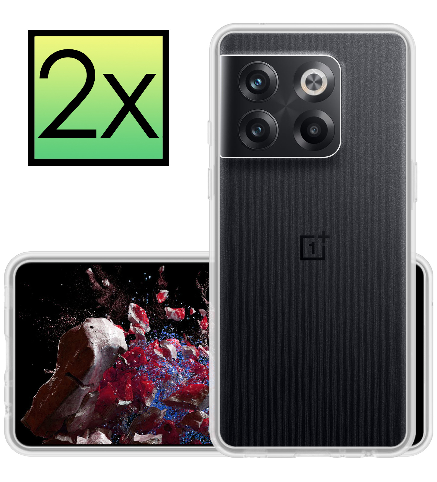 OnePlus 10T Hoesje Back Cover Siliconen Case Hoes - Transparant - 2x