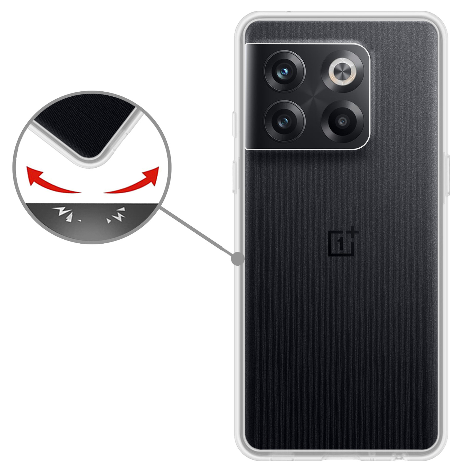 Nomfy Hoesje Geschikt voor OnePlus 10T Hoesje Siliconen Cover Case - Hoes Geschikt voor OnePlus 10T Hoes Back Case - 2-PACK - Transparant