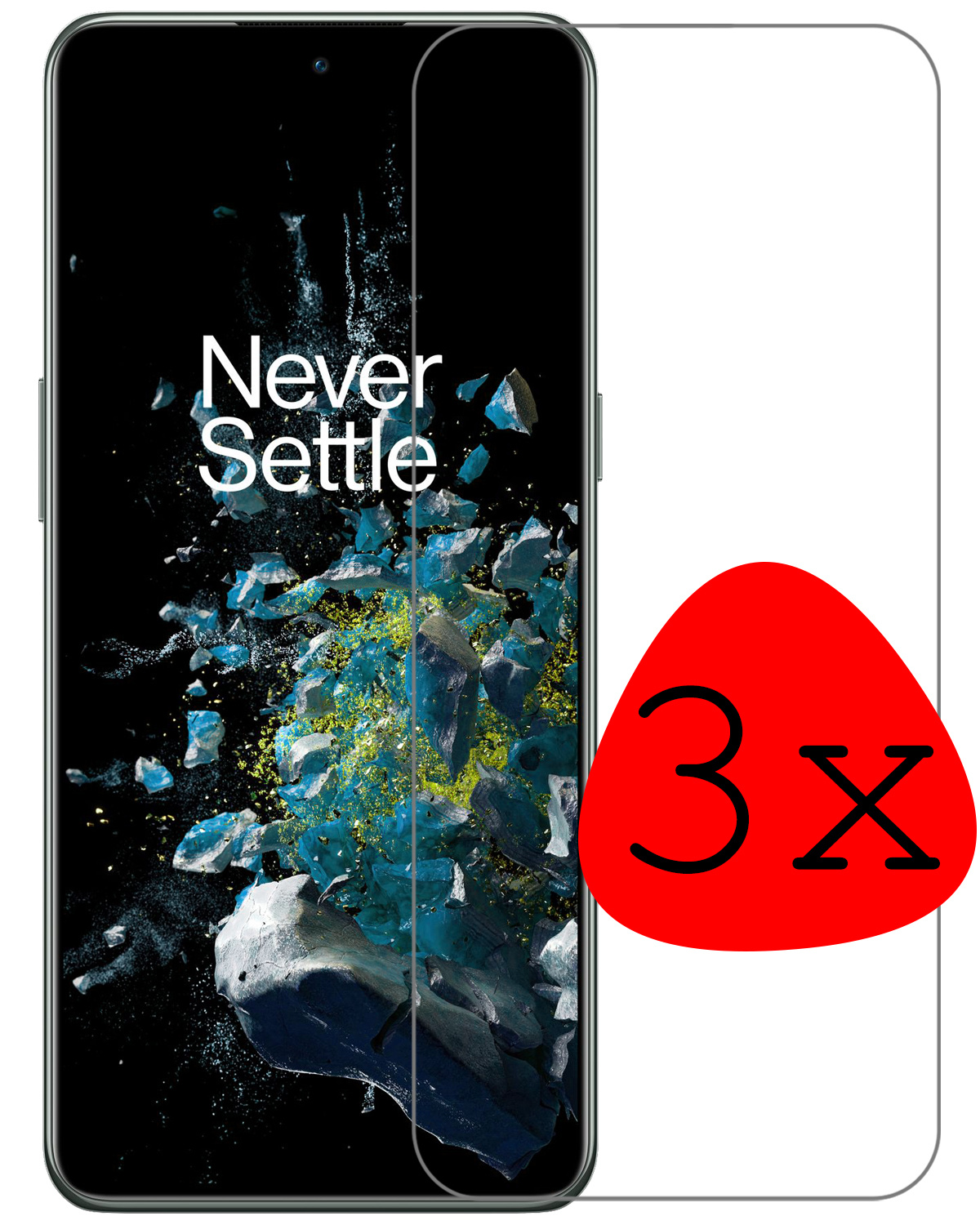 BASEY. Screenprotector Geschikt voor OnePlus 10T Screenprotector Tempered Glass - Screenprotector Geschikt voor OnePlus 10T Beschermglas Screen Protector Glas - 3 Stuks