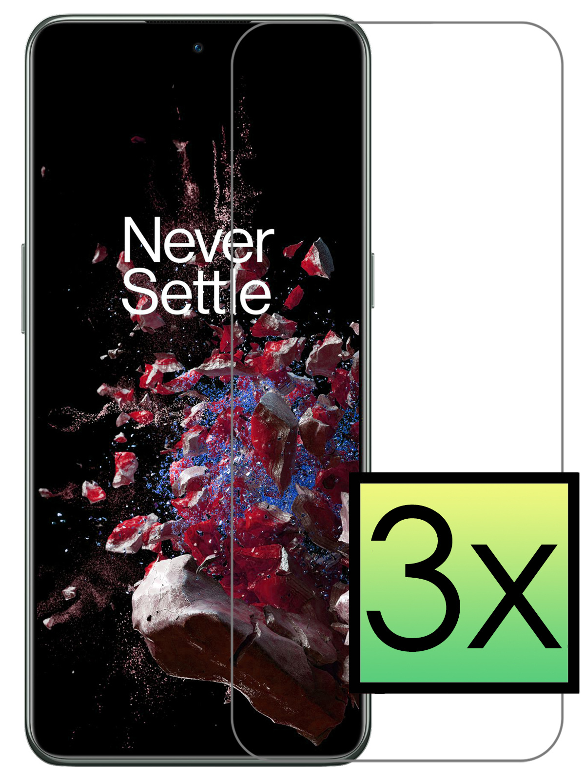 NoXx Screenprotector Geschikt voor OnePlus 10T Screenprotector Tempered Glass Gehard Glas Beschermglas - 3x