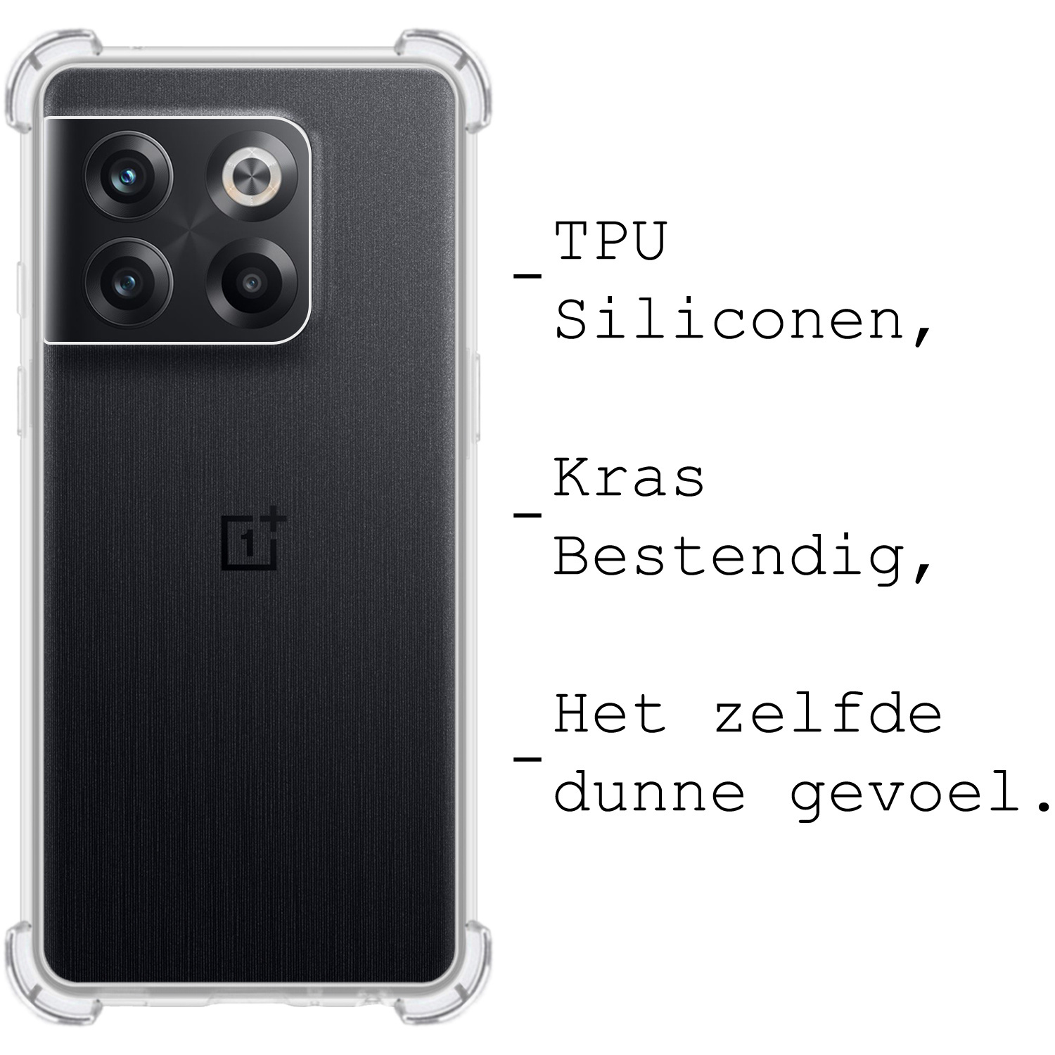 BASEY. Hoes Geschikt voor OnePlus 10T Hoesje Shock Proof Case Hoes Siliconen Met Screenprotector - Hoesje Geschikt voor OnePlus 10T Hoes Cover Shockproof - Transparant