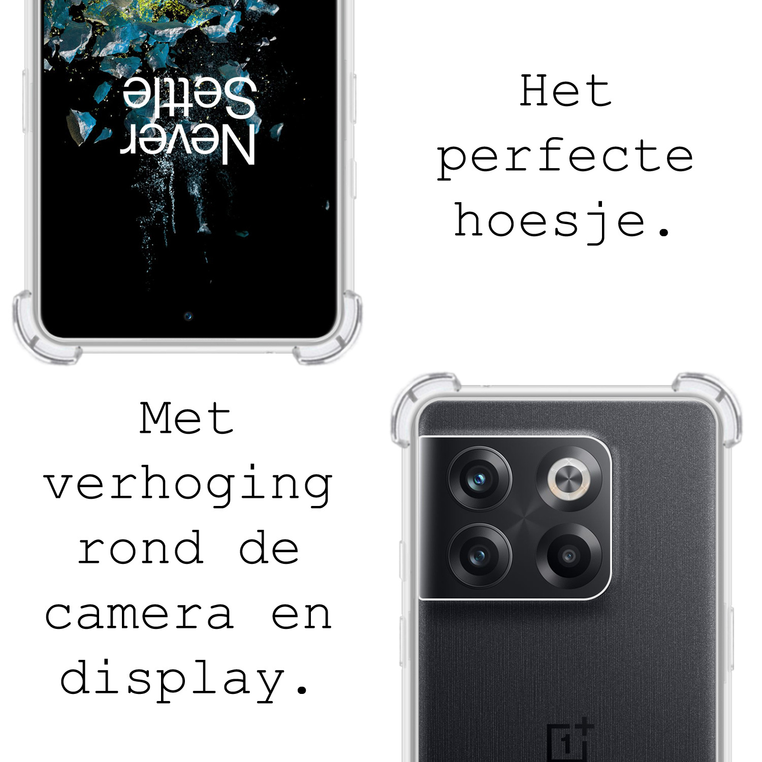 BASEY. Hoes Geschikt voor OnePlus 10T Hoesje Shock Proof Case Hoes Siliconen Met Screenprotector - Hoesje Geschikt voor OnePlus 10T Hoes Cover Shockproof - Transparant