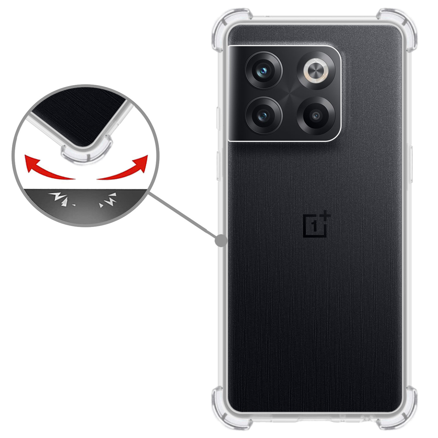 Nomfy Hoesje Geschikt voor OnePlus 10T Hoesje Shock Proof Cover Case Shockproof Met Screenprotector - Hoes Geschikt voor OnePlus 10T Hoes Siliconen Back Case - Transparant