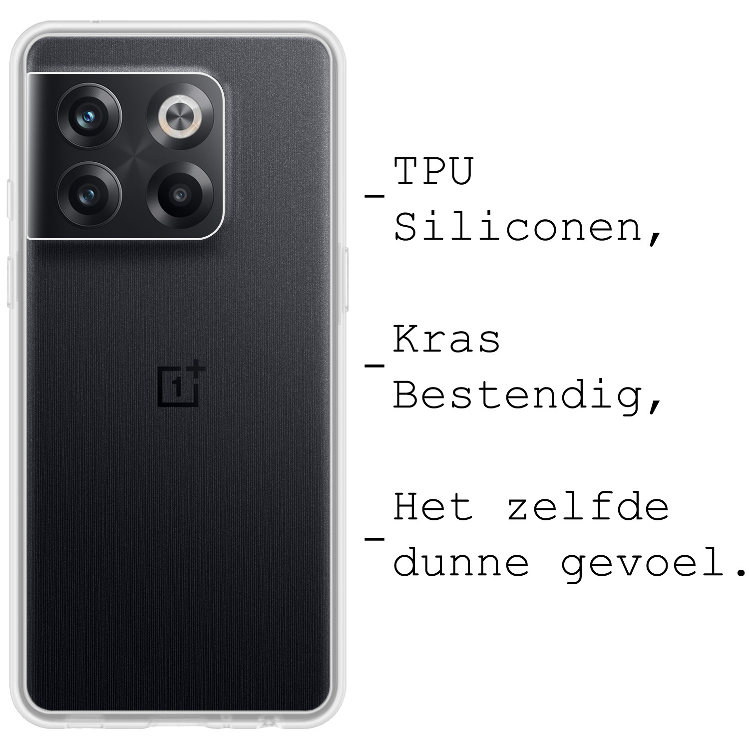 BASEY. Hoes Geschikt voor OnePlus 10T Hoesje Siliconen Back Cover Case Met Screenprotector - Hoesje Geschikt voor OnePlus 10T Hoes Cover Hoesje - Transparant