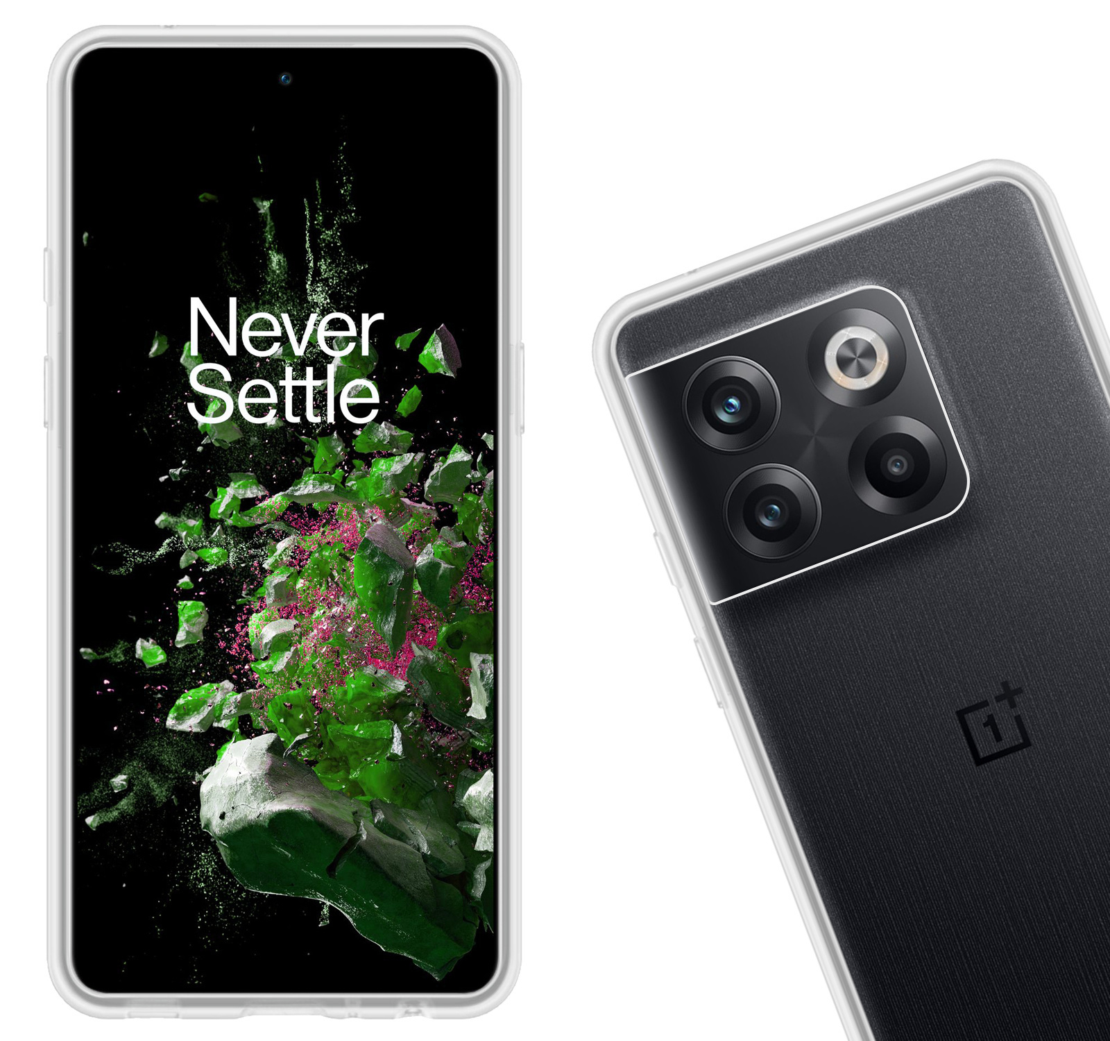Nomfy Hoesje Geschikt voor OnePlus 10T Hoesje Siliconen Cover Case Met Screenprotector - Hoes Geschikt voor OnePlus 10T Hoes Back Case - Transparant