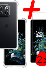 BASEY. Hoes Geschikt voor OnePlus 10T Hoesje Shock Proof Case Hoes Siliconen Met 2x Screenprotector - Hoesje Geschikt voor OnePlus 10T Hoes Cover Shockproof - Transparant