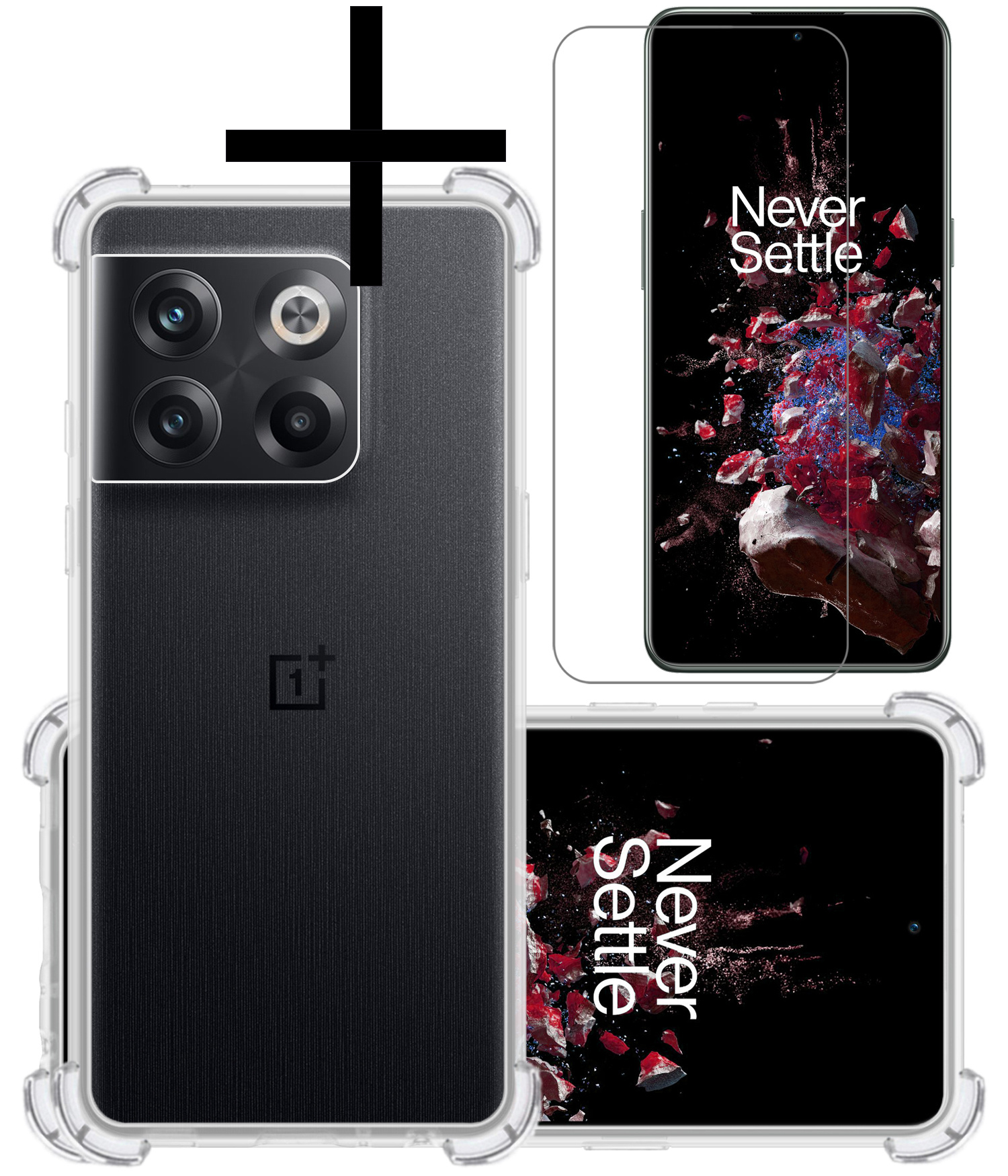 OnePlus 10T Hoesje Transparant Cover Shock Proof Case Hoes Met Screenprotector