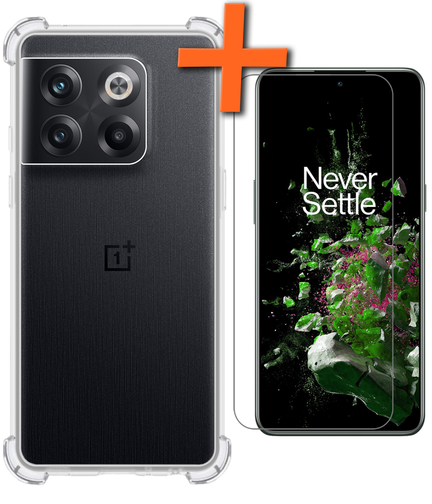 Nomfy Hoesje Geschikt voor OnePlus 10T Hoesje Shock Proof Cover Case Shockproof Met Screenprotector - Hoes Geschikt voor OnePlus 10T Hoes Siliconen Back Case - Transparant