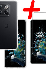 BASEY. Hoes Geschikt voor OnePlus 10T Hoesje Siliconen Back Cover Case Met Screenprotector - Hoesje Geschikt voor OnePlus 10T Hoes Cover Hoesje - Transparant