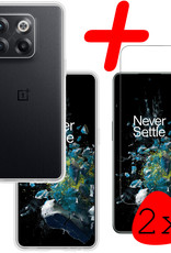 BASEY. Hoes Geschikt voor OnePlus 10T Hoesje Siliconen Back Cover Case Met 2x Screenprotector - Hoesje Geschikt voor OnePlus 10T Hoes Cover Hoesje - Transparant