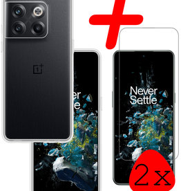 BASEY. OnePlus 10T Hoesje Siliconen Met 2x Screenprotector - Transparant