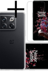 NoXx Hoes Geschikt voor OnePlus 10T Hoesje Cover Siliconen Back Case Hoes Met Screenprotector - Transparant
