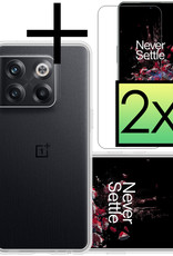 NoXx Hoes Geschikt voor OnePlus 10T Hoesje Cover Siliconen Back Case Hoes Met 2x Screenprotector - Transparant