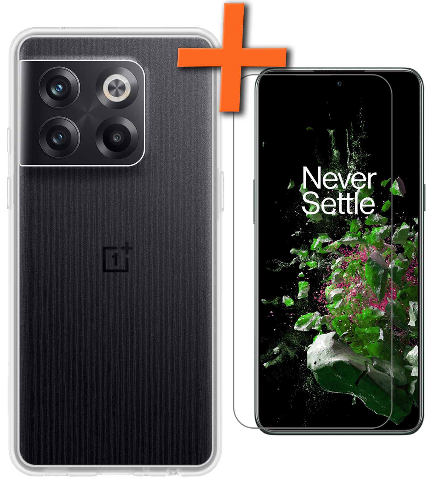 Nomfy Hoesje Geschikt voor OnePlus 10T Hoesje Siliconen Cover Case Met Screenprotector - Hoes Geschikt voor OnePlus 10T Hoes Back Case - Transparant