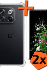 Nomfy Hoesje Geschikt voor OnePlus 10T Hoesje Shock Proof Cover Case Shockproof Met 2x Screenprotector - Hoes Geschikt voor OnePlus 10T Hoes Siliconen Back Case - Transparant