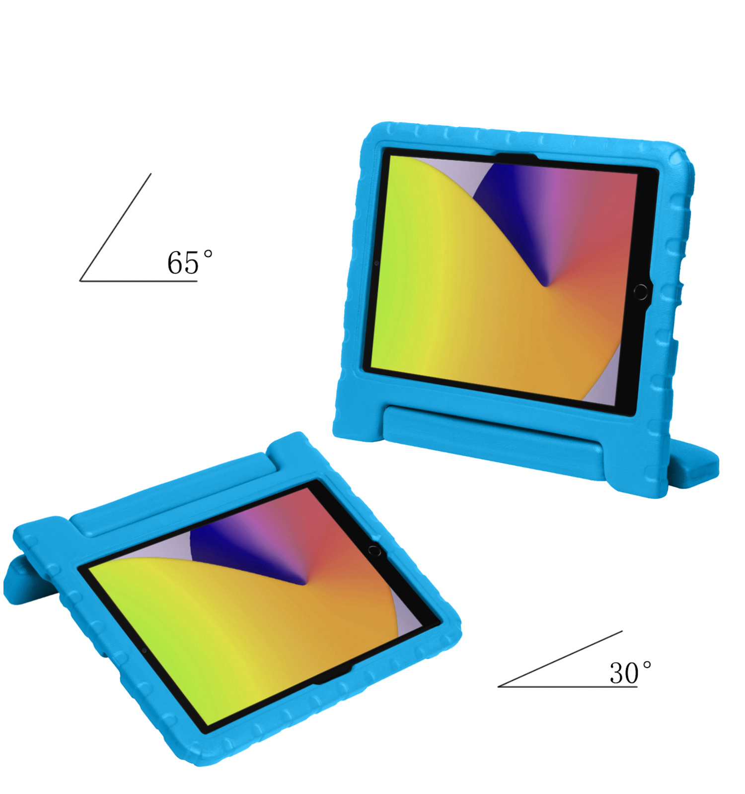 Nomfy Hoes Geschikt voor iPad 10.2 2019 Hoes Bumper Kindvriendelijk Kids Case Kinderhoes - Hoesje Geschikt voor iPad 7 Hoesje Shockproof Cover Hoes - Blauw