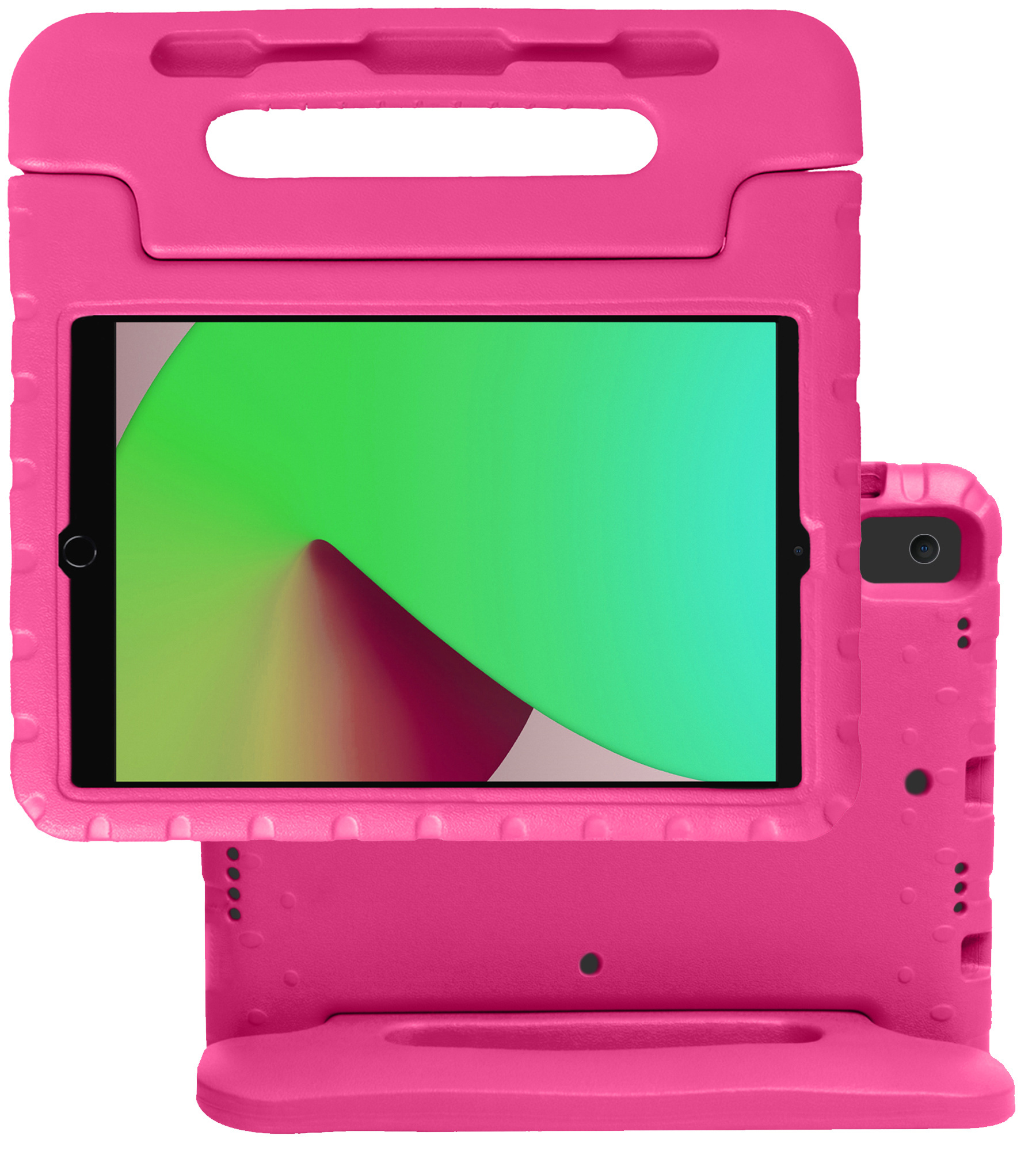 NoXx Hoesje Geschikt voor iPad 10.2 2019 Hoesje Kinderhoes Shockproof Hoes Kids Case Met Screenprotector - Roze
