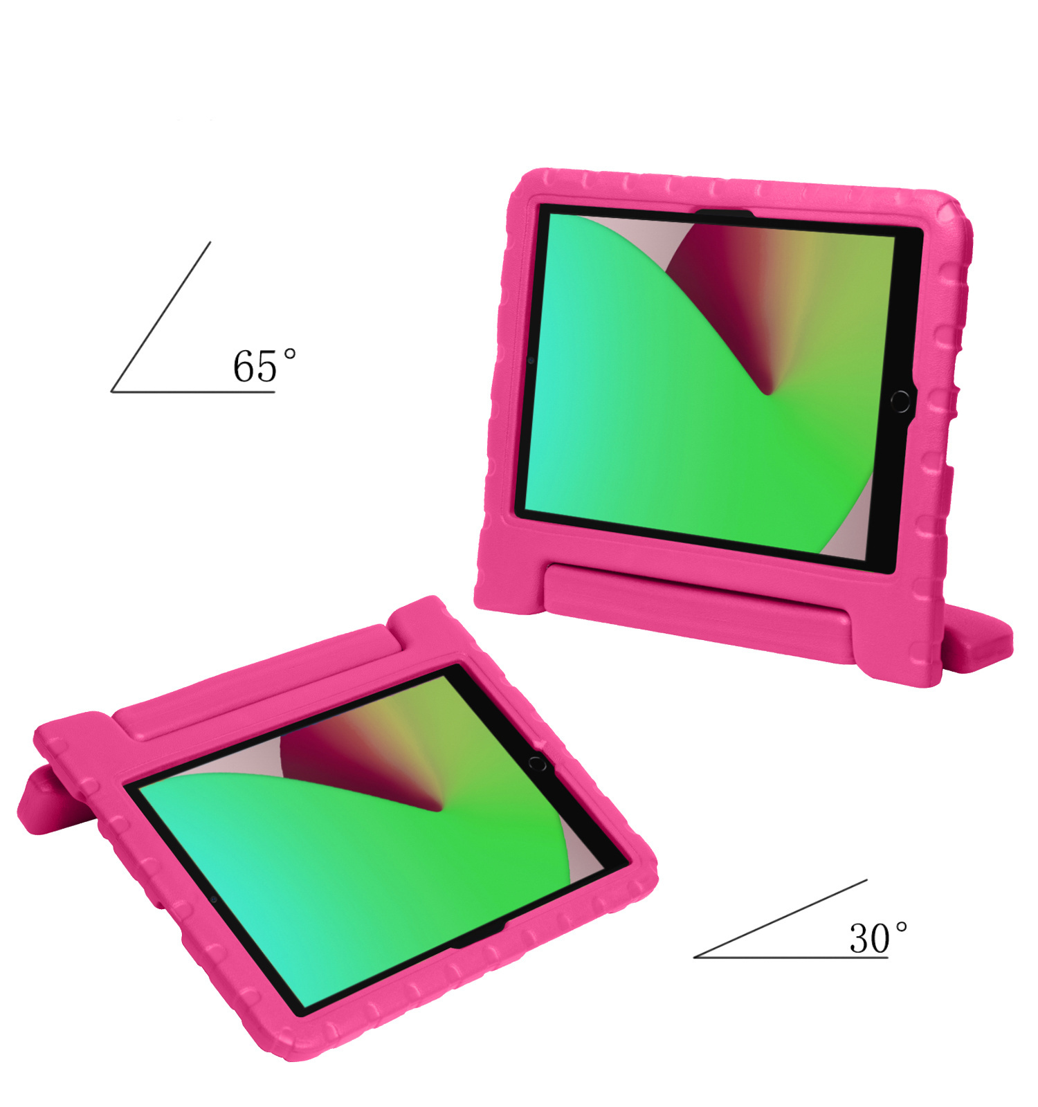 NoXx Hoesje Geschikt voor iPad 10.2 2019 Hoesje Kinderhoes Shockproof Hoes Kids Case Met Screenprotector - Roze