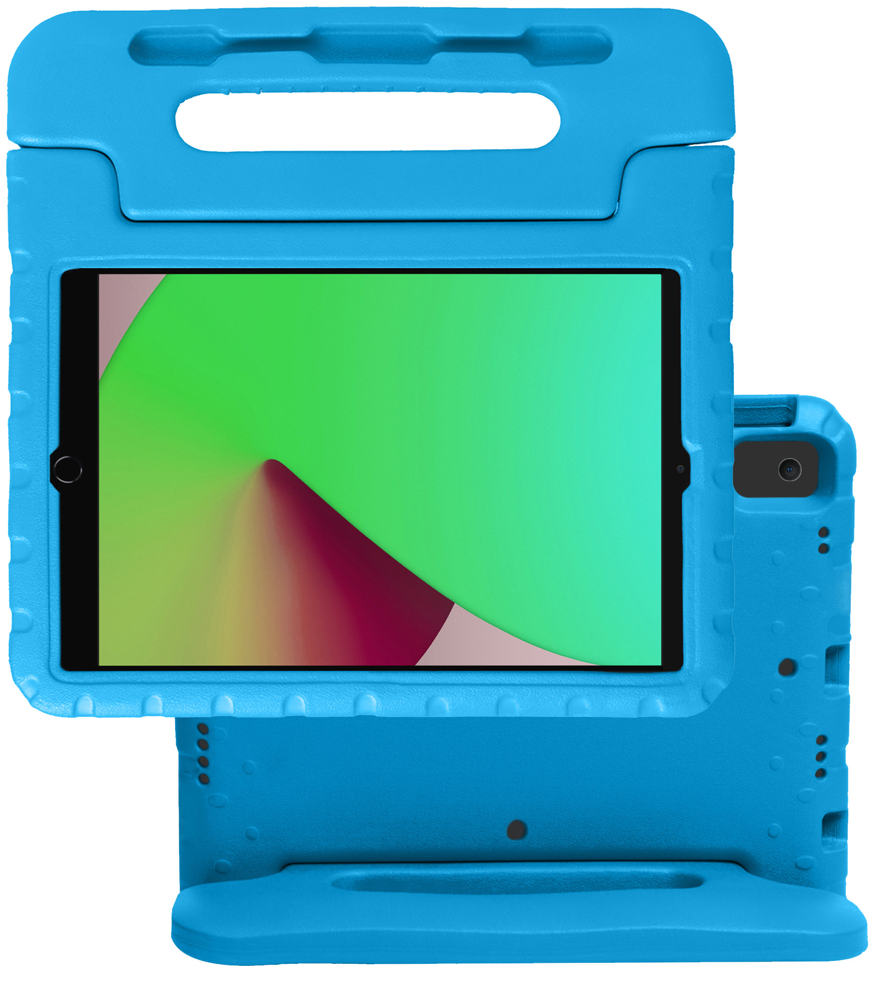 Hoesje Geschikt voor iPad 10.2 2020 Hoesje Kinderhoes Shockproof Hoes Kids Case Met Screenprotector - Blauw