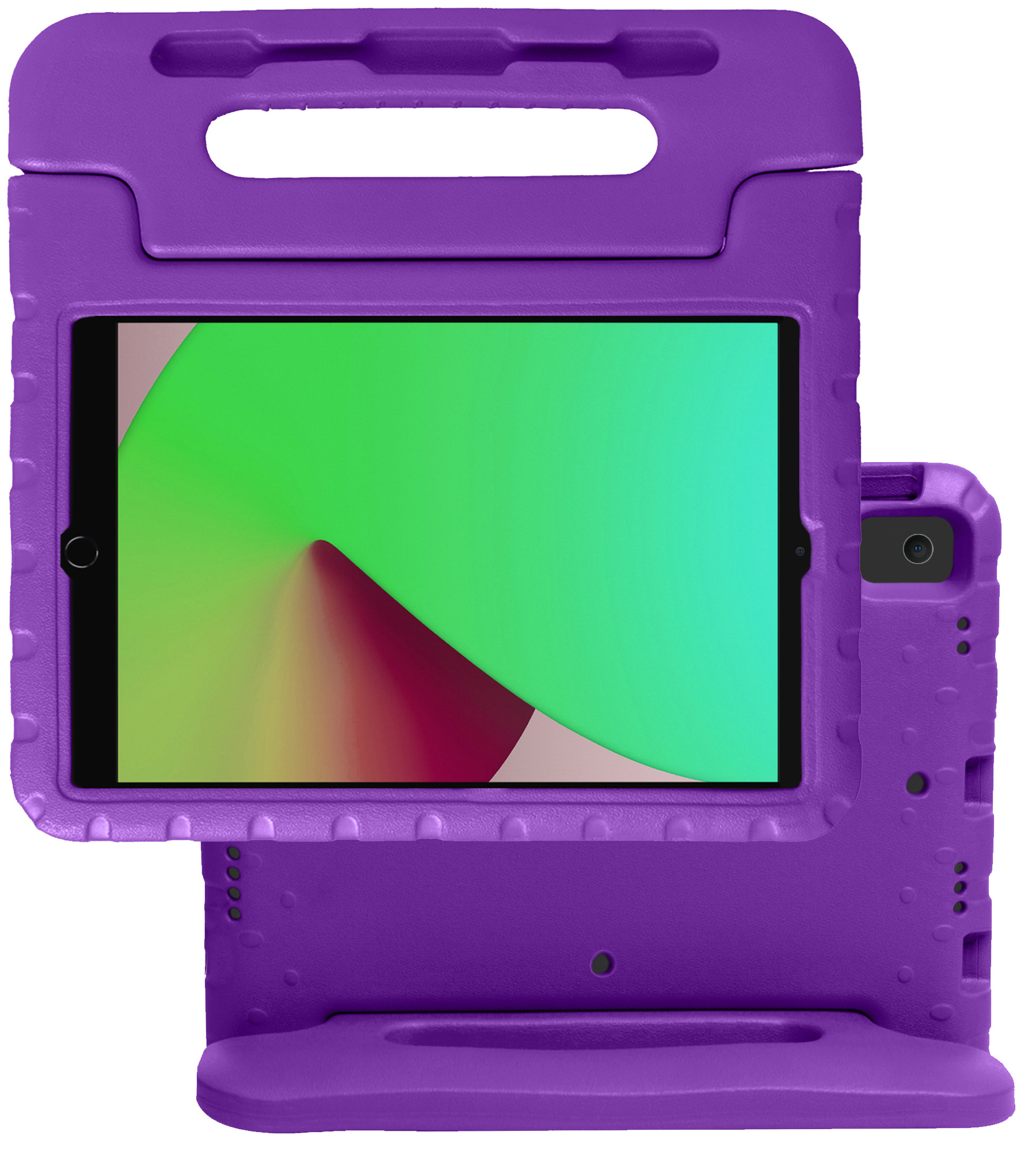 NoXx Hoesje Geschikt voor iPad 10.2 2020 Hoesje Kinderhoes Shockproof Hoes Kids Case Met Screenprotector - Paars