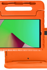 NoXx Hoesje Geschikt voor iPad 10.2 2021 Hoesje Kinderhoes Shockproof Hoes Kids Case Met Screenprotector - Oranje