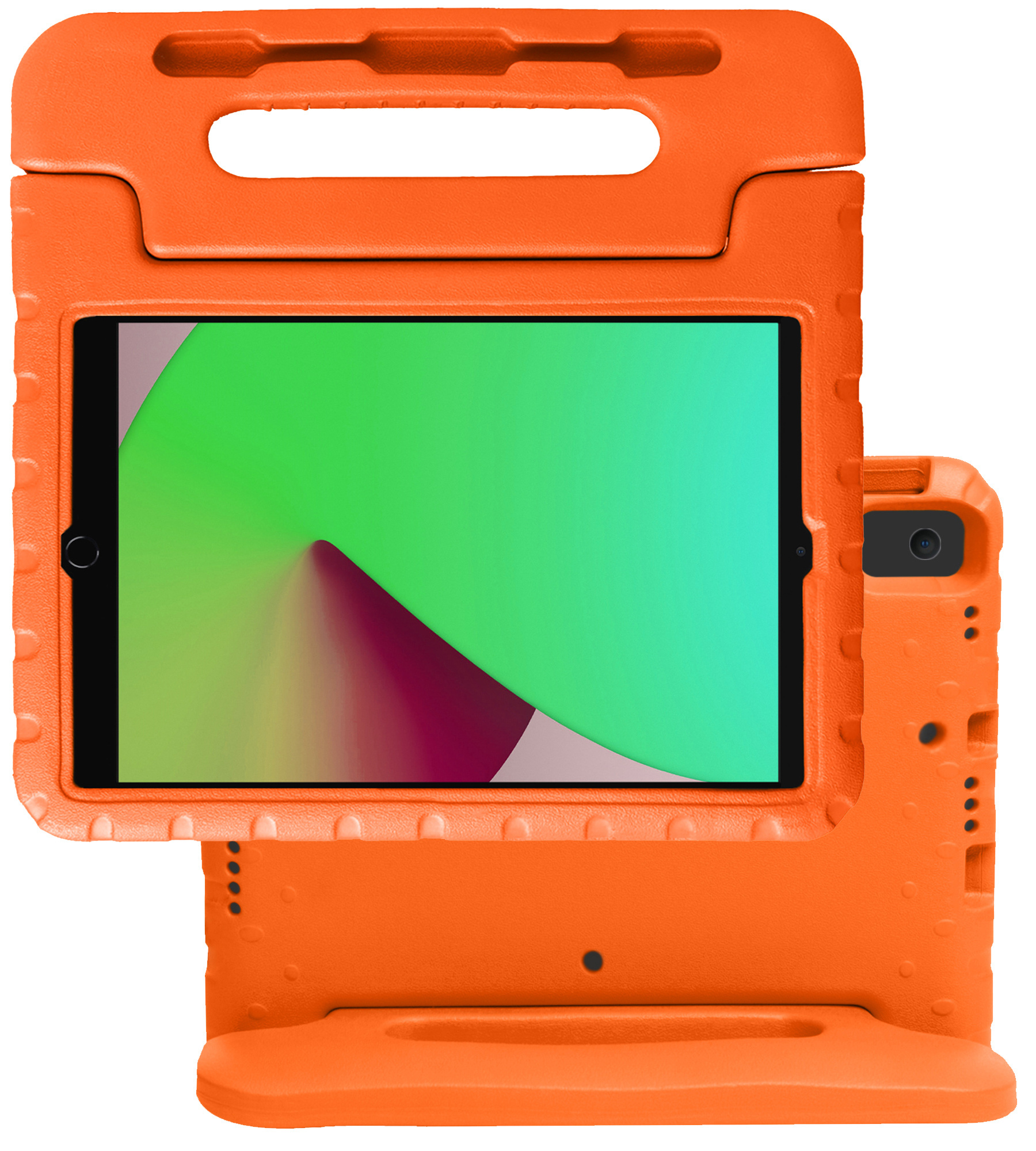 Hoesje Geschikt voor iPad 10.2 2021 Hoesje Kinderhoes Shockproof Hoes Kids Case Met Screenprotector - Oranje