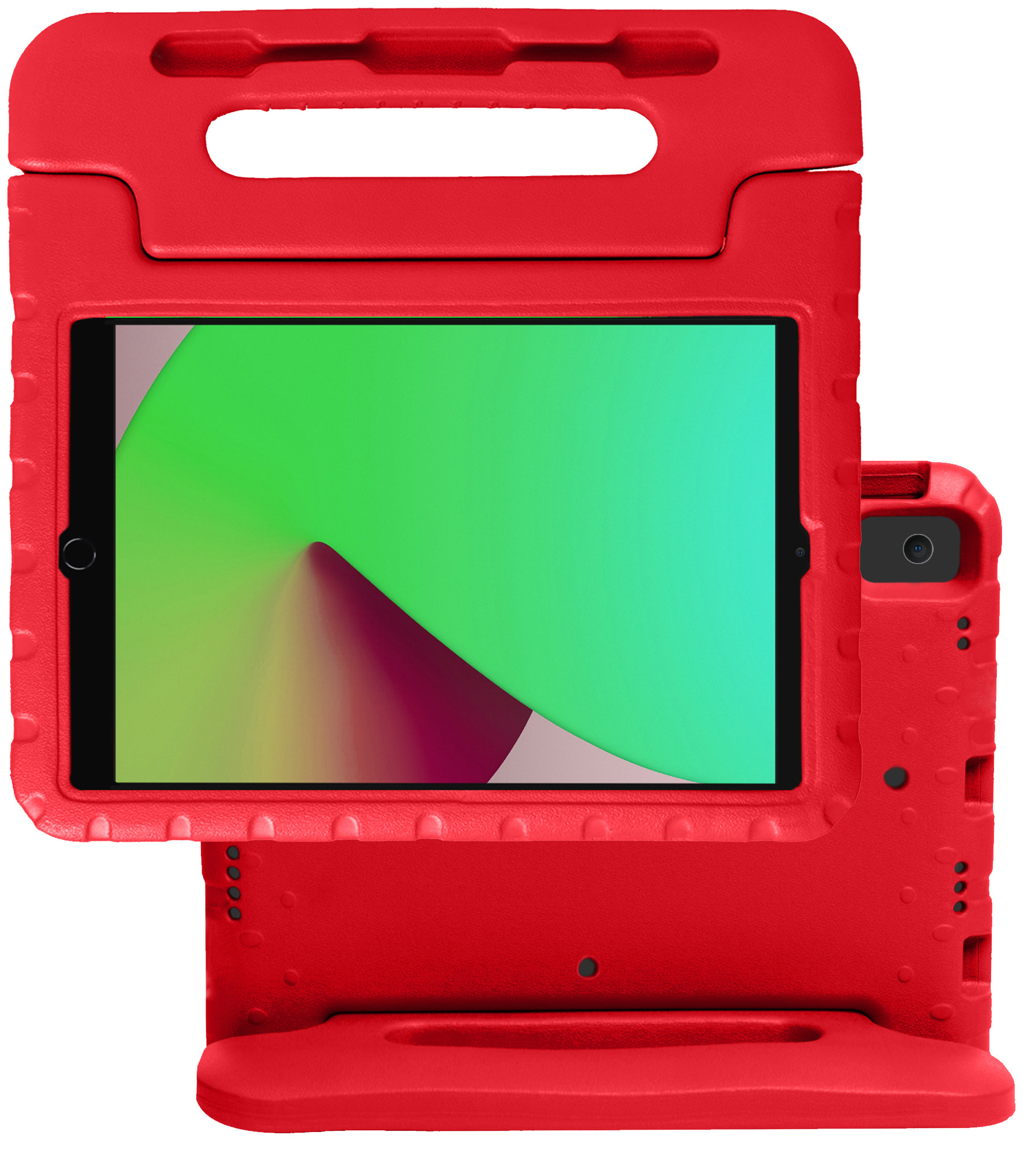 NoXx Hoesje Geschikt voor iPad 10.2 2021 Hoesje Kinderhoes Shockproof Hoes Kids Case Met Screenprotector - Rood