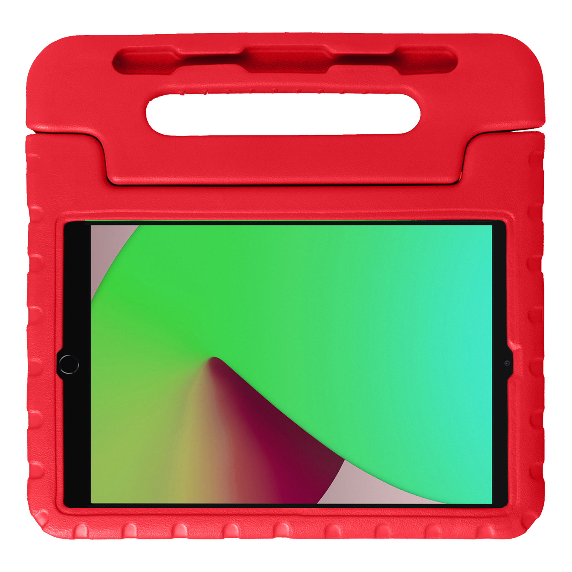 NoXx Hoesje Geschikt voor iPad 10.2 2021 Hoesje Kinderhoes Shockproof Hoes Kids Case Met Screenprotector - Rood
