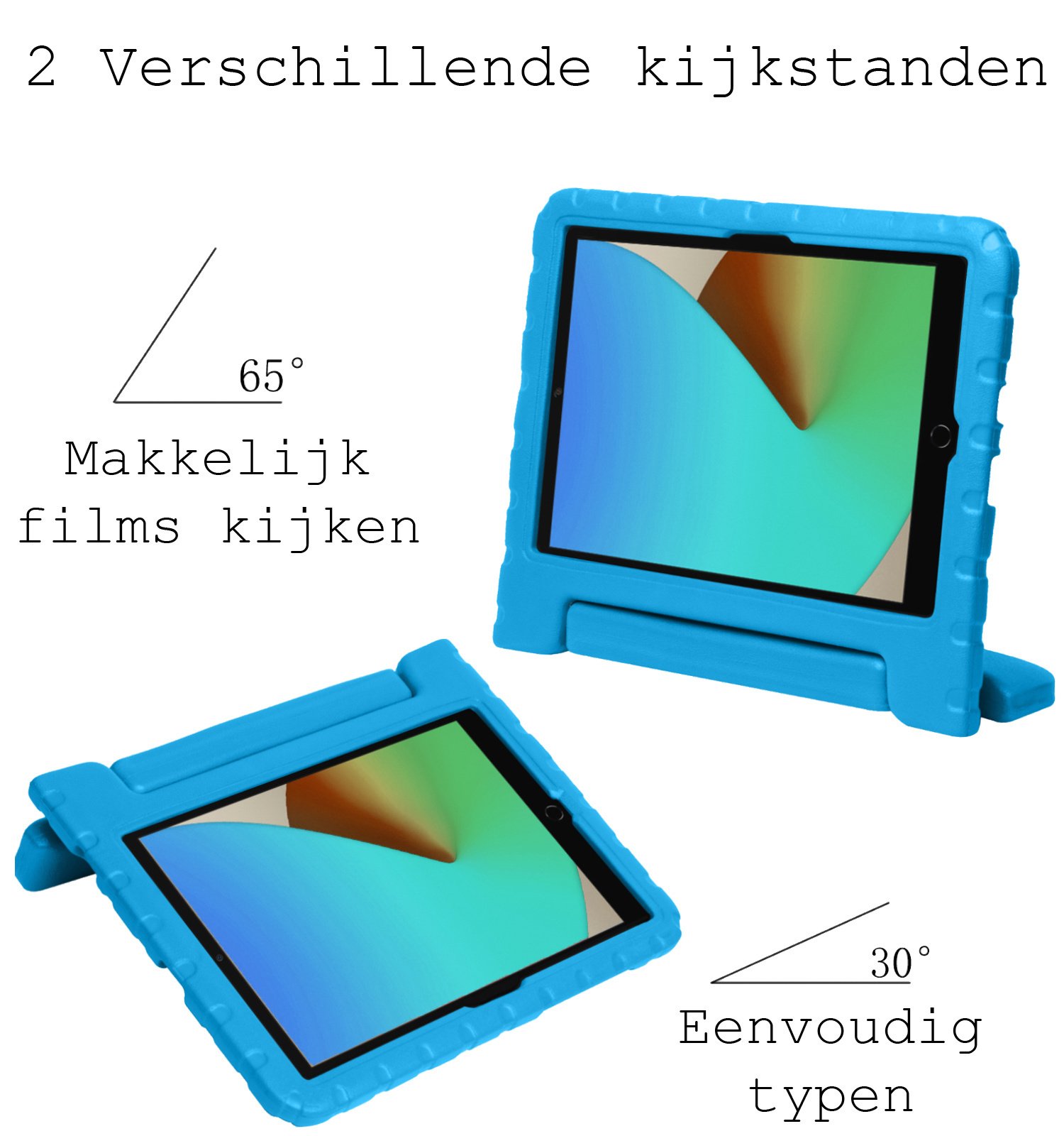 BASEY. Hoesje Geschikt voor iPad 10.2 2019 Hoesje Kinder Hoes Shockproof Kinderhoes Met 2x Screenprotector - Kindvriendelijk Hoesje Geschikt voor iPad 7 Hoes Kids Case - Blauw