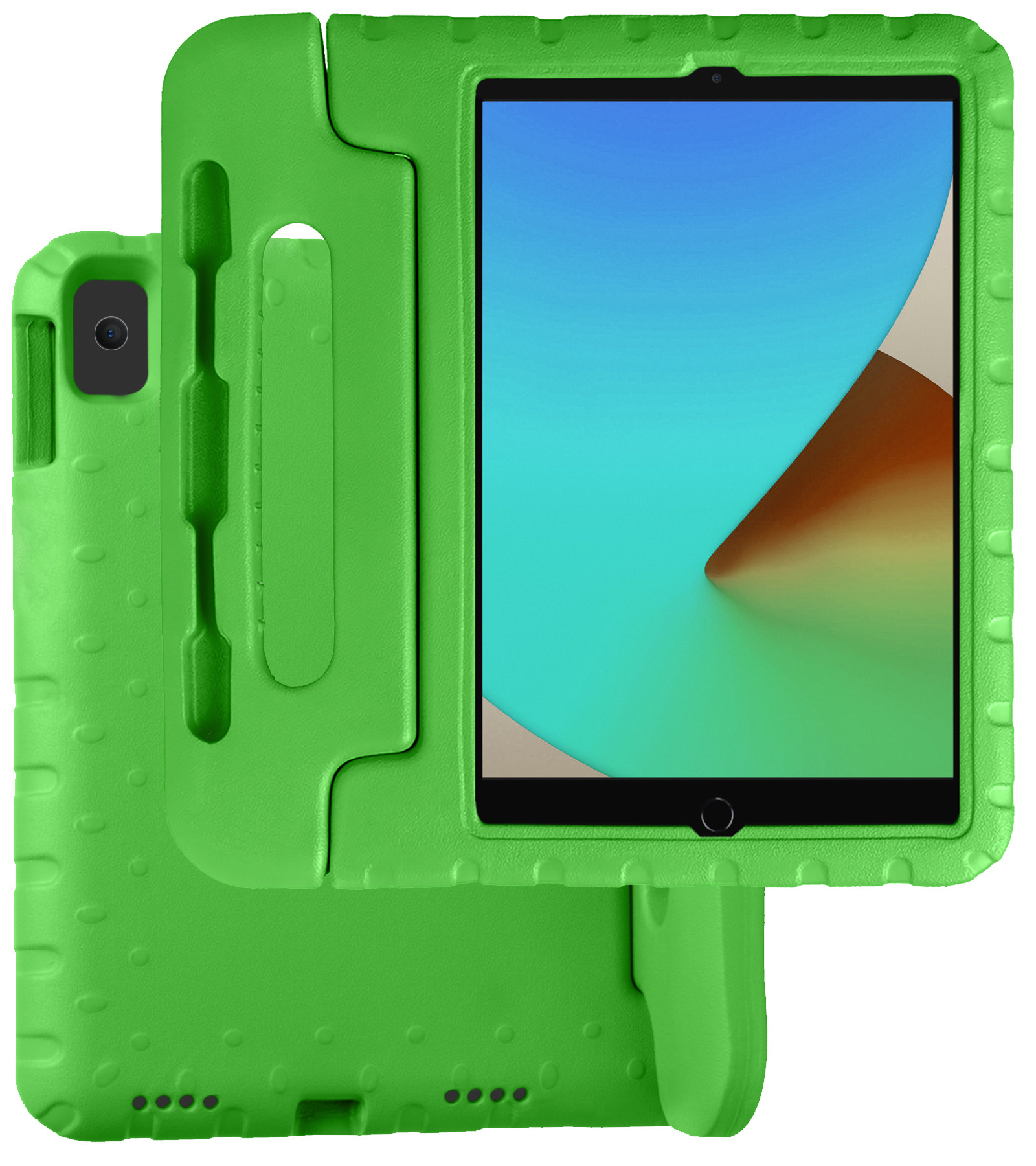 BASEY. Hoesje Geschikt voor iPad 10.2 2020 Hoesje Kinder Hoes Shockproof Kinderhoes Met 2x Screenprotector - Kindvriendelijk Hoesje Geschikt voor iPad 8 Hoes Kids Case - Groen