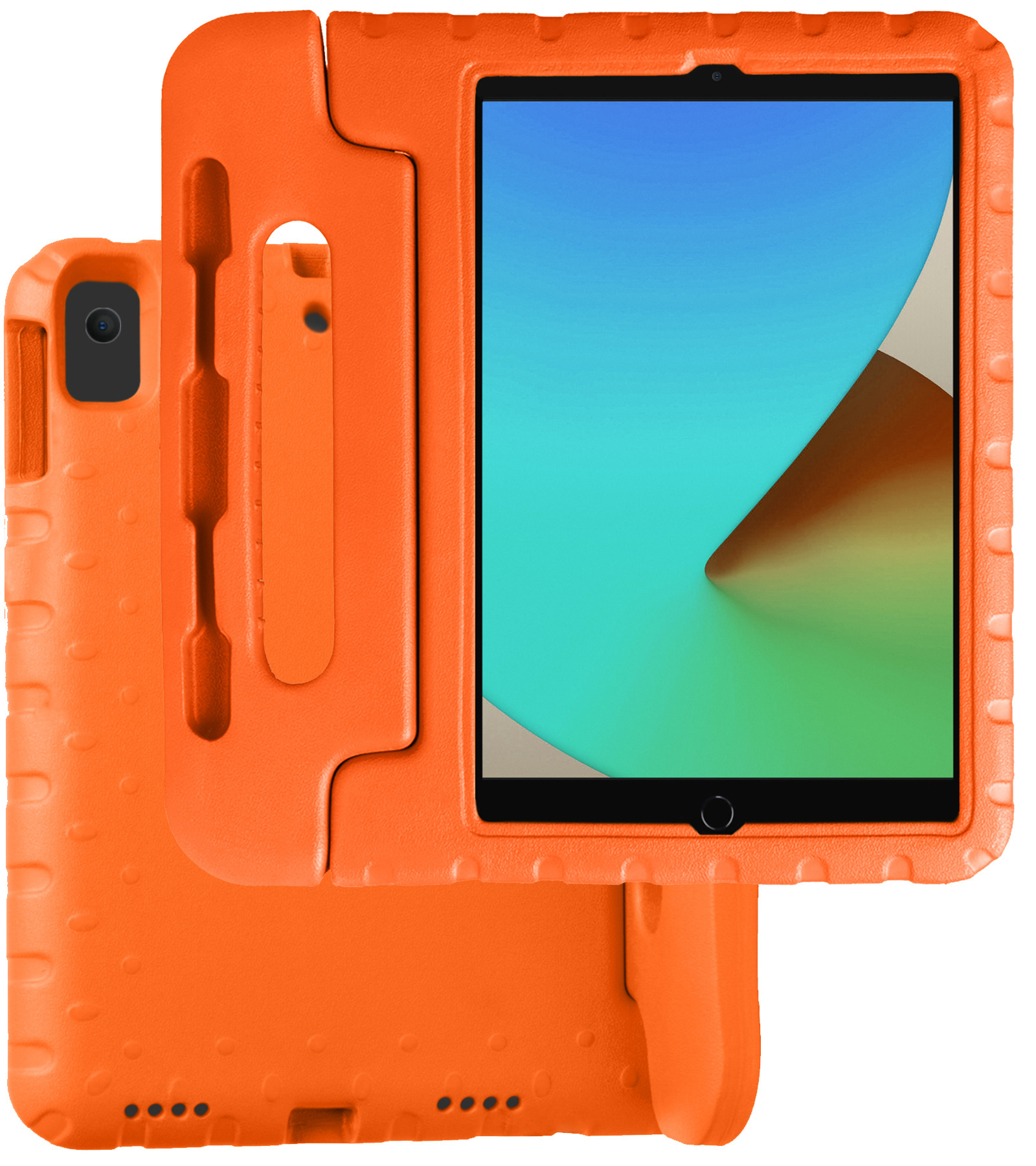 BASEY. Hoesje Geschikt voor iPad 10.2 2020 Hoesje Kinder Hoes Shockproof Kinderhoes Met 2x Screenprotector - Kindvriendelijk Hoesje Geschikt voor iPad 8 Hoes Kids Case - Oranje
