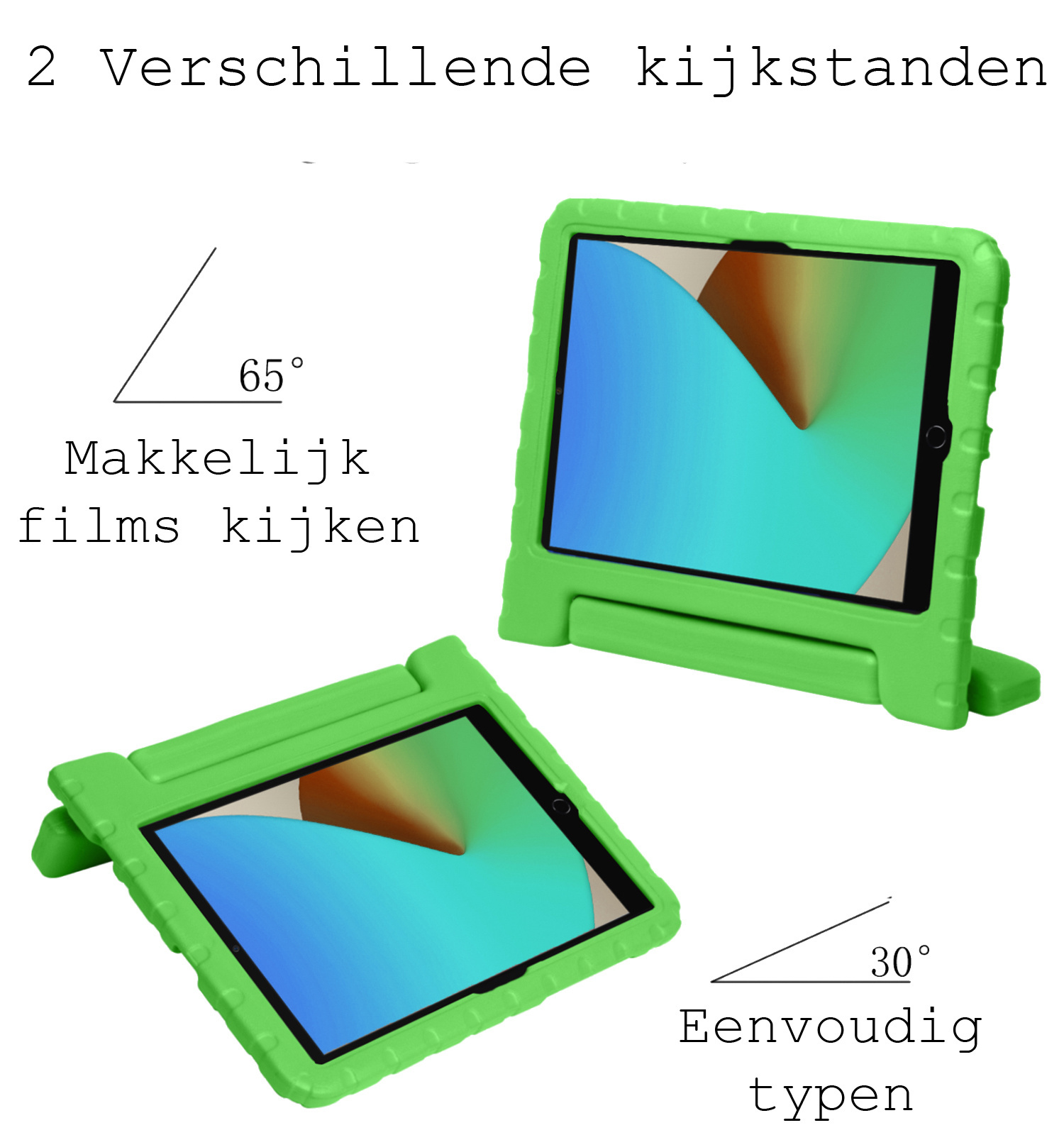 BASEY. Hoesje Geschikt voor iPad 10.2 2021 Hoesje Kinder Hoes Shockproof Kinderhoes Met 2x Screenprotector - Kindvriendelijk Hoesje Geschikt voor iPad 9 Hoes Kids Case - Groen