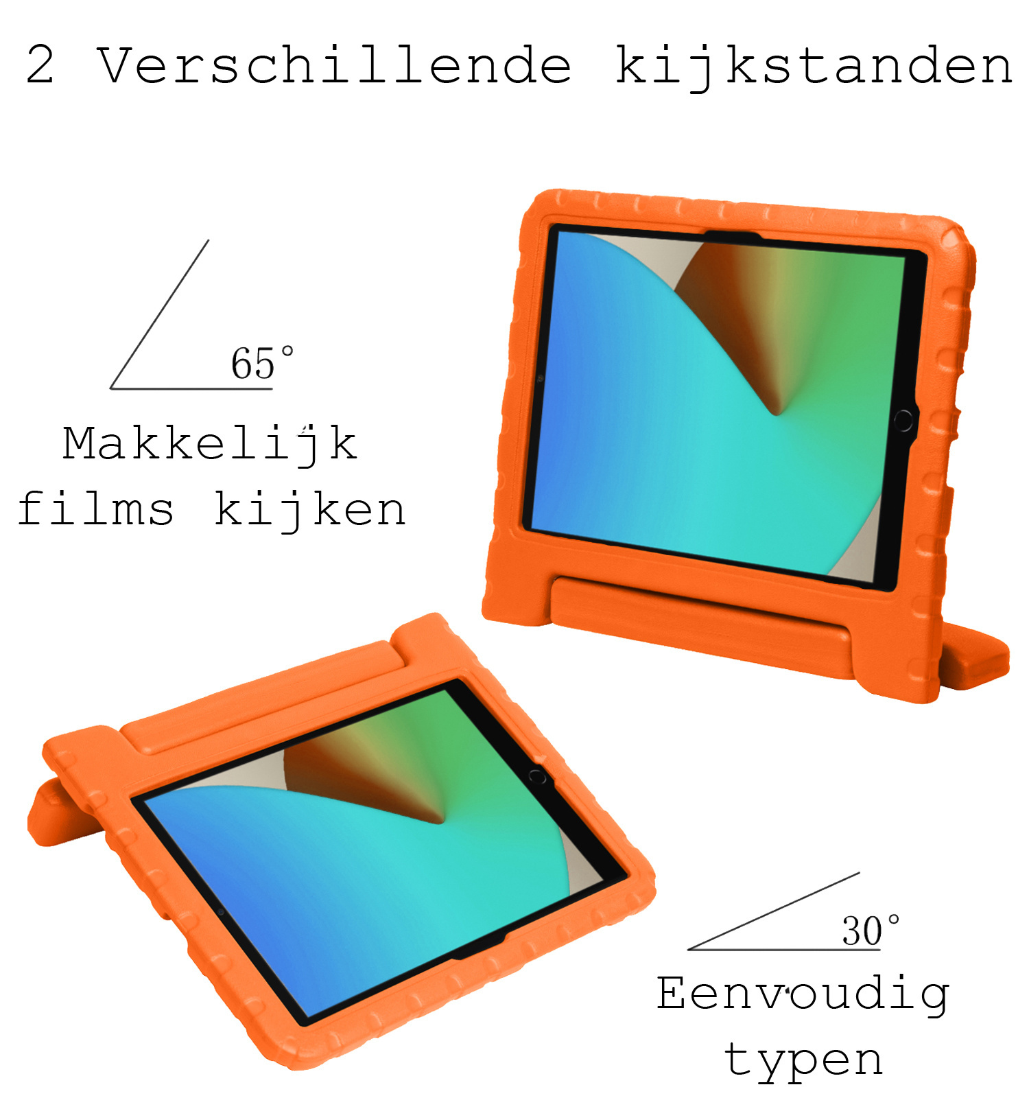 Hoesje Geschikt voor iPad 10.2 2021 Hoesje Kinder Hoes Shockproof Kinderhoes Met 2x Screenprotector - Kindvriendelijk Hoesje Geschikt voor iPad 9 Hoes Kids Case - Oranje