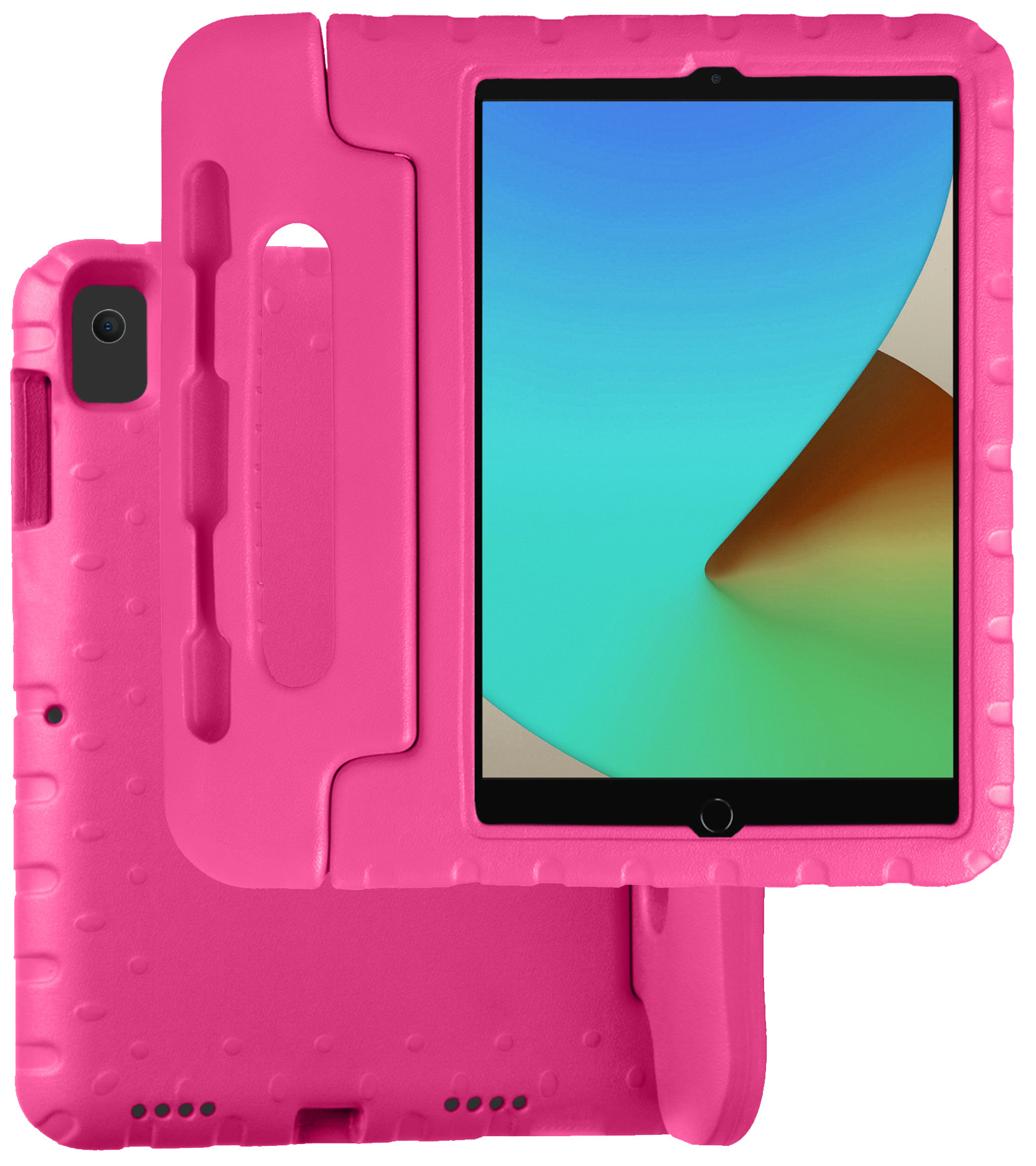 BASEY. Hoesje Geschikt voor iPad 10.2 2021 Hoesje Kinder Hoes Shockproof Kinderhoes Met 2x Screenprotector - Kindvriendelijk Hoesje Geschikt voor iPad 9 Hoes Kids Case - Roze