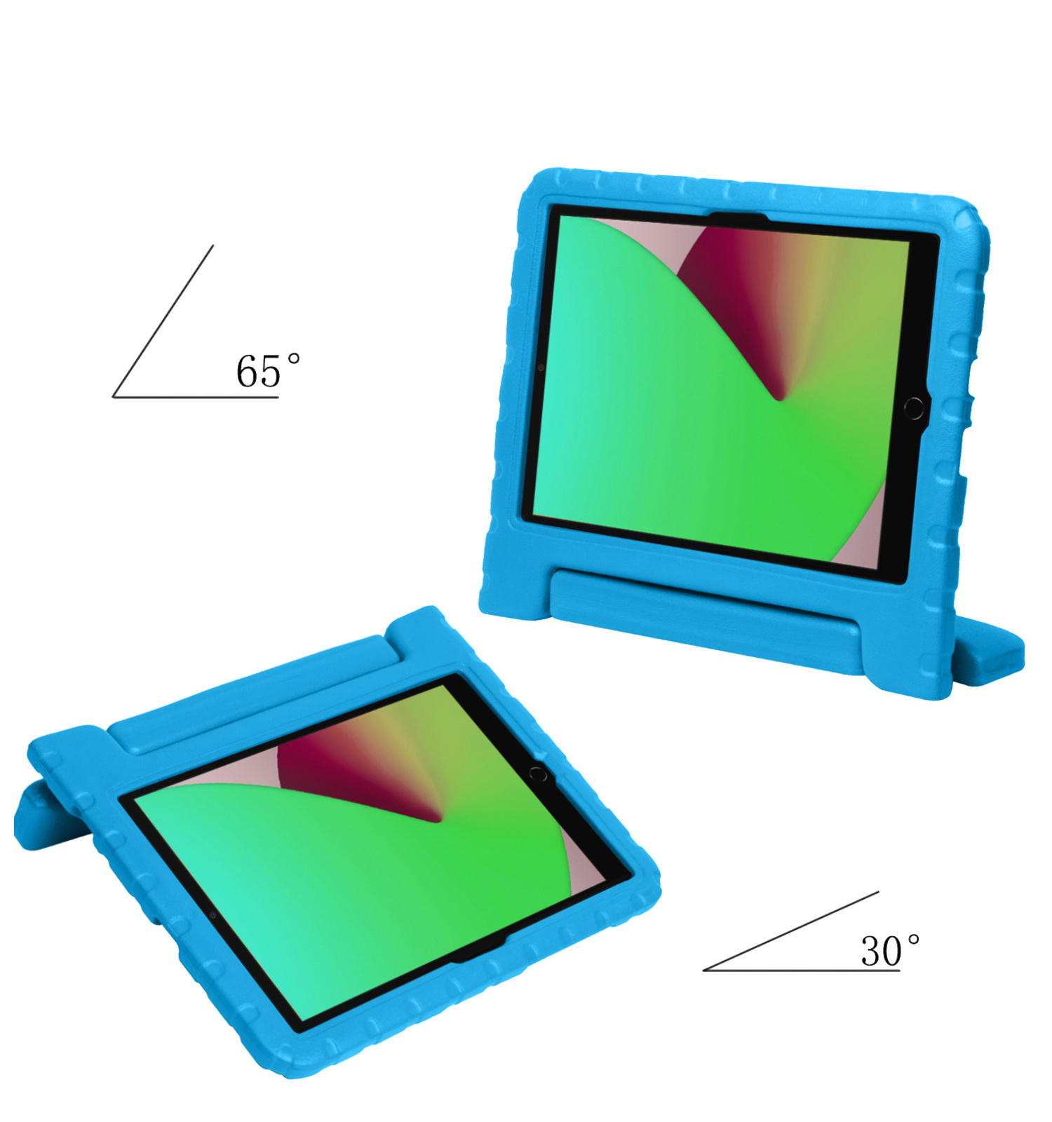 NoXx Hoesje Geschikt voor iPad 10.2 2019 Hoesje Kinderhoes Shockproof Hoes Kids Case Met 2x Screenprotector - Blauw