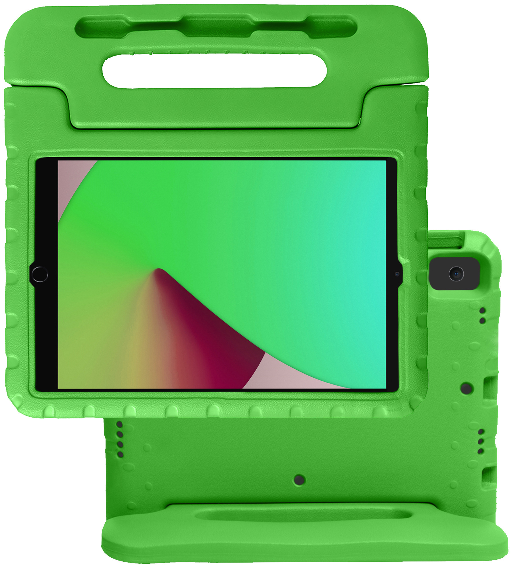 NoXx Hoesje Geschikt voor iPad 10.2 2019 Hoesje Kinderhoes Shockproof Hoes Kids Case Met 2x Screenprotector - Groen