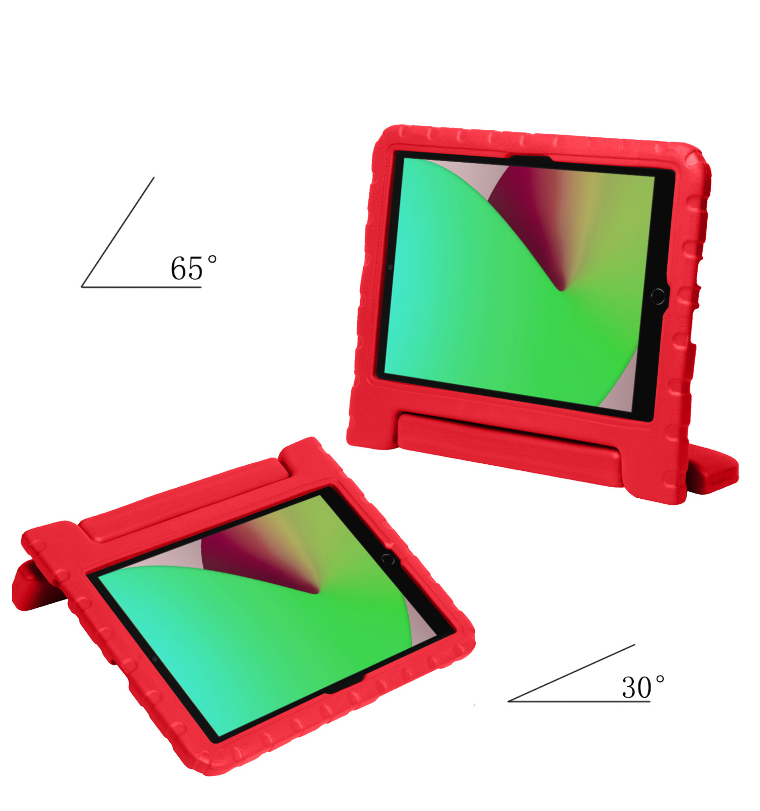 iPad 10.2 2019 Hoesje Kinderhoes Shockproof Cover Case Met 2x Screenprotector - Rood