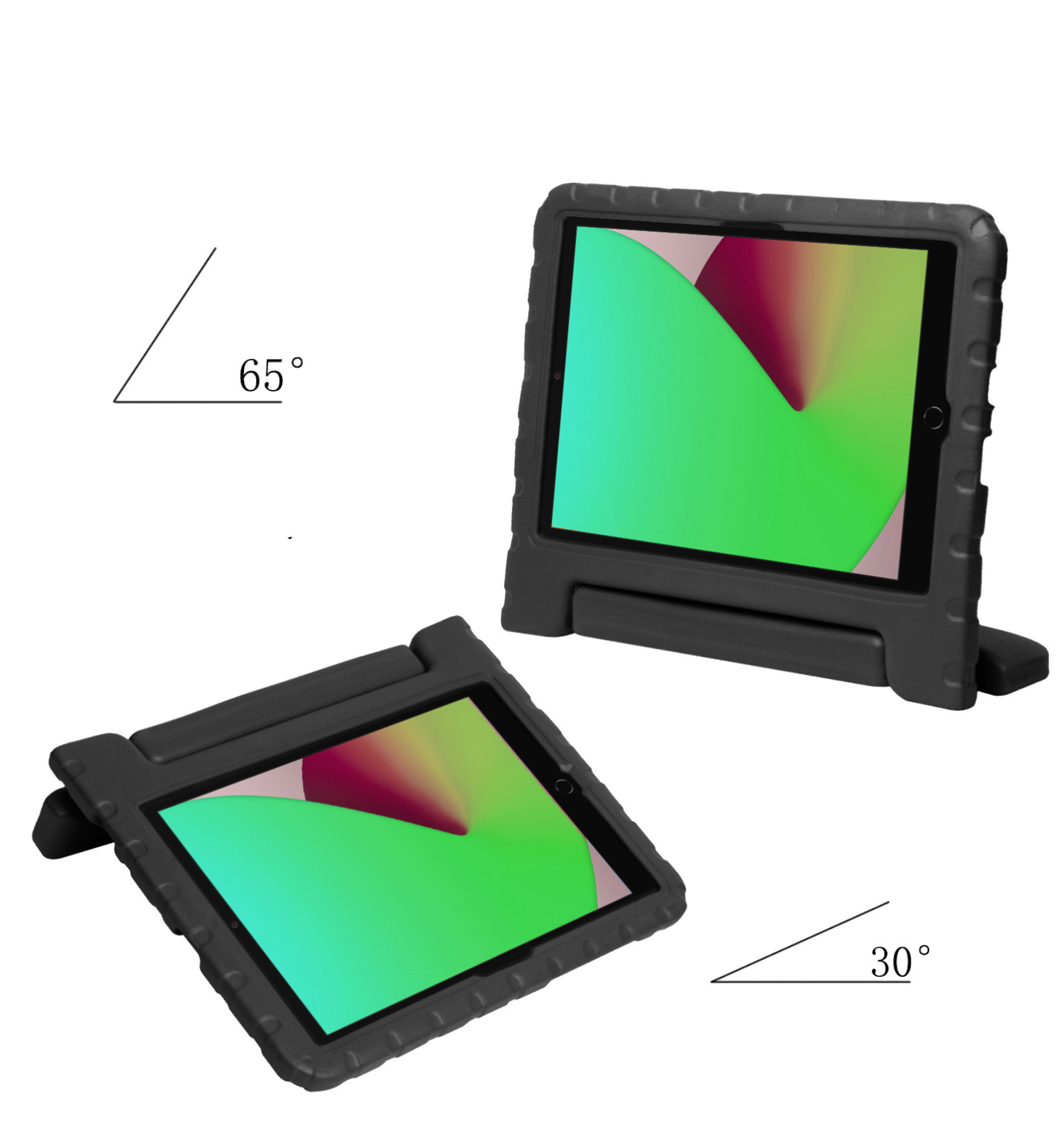 NoXx Hoesje Geschikt voor iPad 10.2 2019 Hoesje Kinderhoes Shockproof Hoes Kids Case Met 2x Screenprotector - Zwart