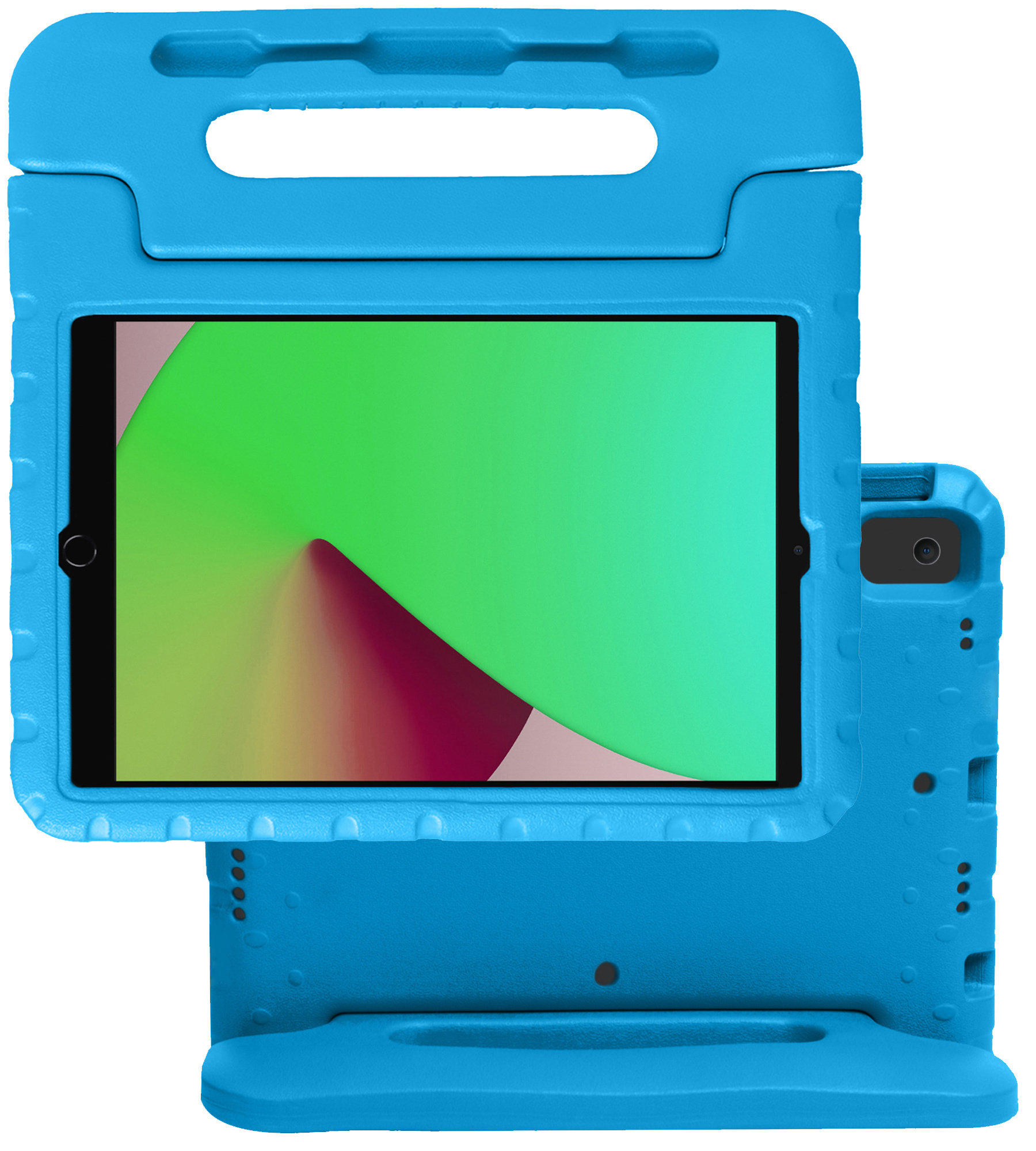 NoXx Hoesje Geschikt voor iPad 10.2 2020 Hoesje Kinderhoes Shockproof Hoes Kids Case Met 2x Screenprotector - Blauw