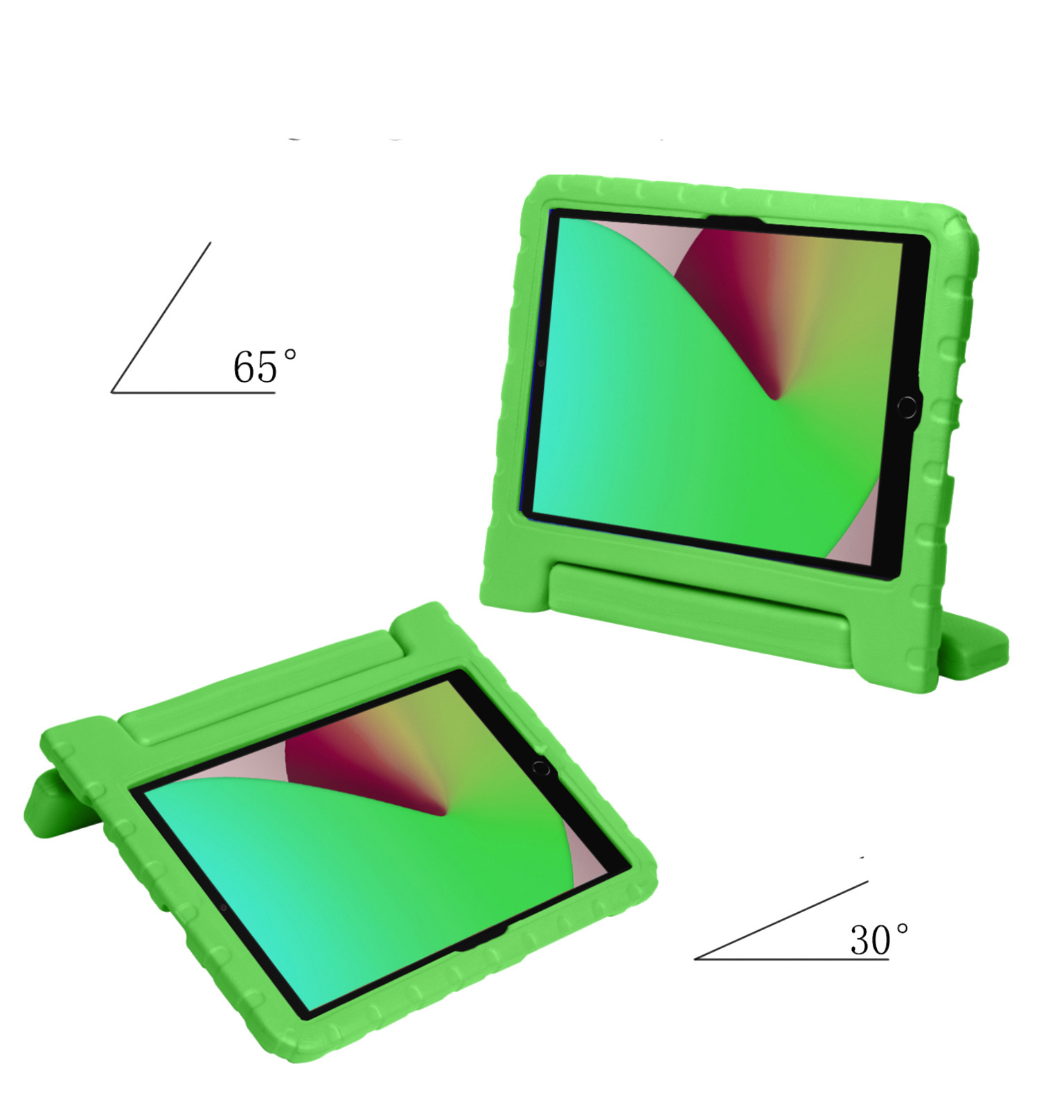 NoXx Hoesje Geschikt voor iPad 10.2 2020 Hoesje Kinderhoes Shockproof Hoes Kids Case Met 2x Screenprotector - Groen