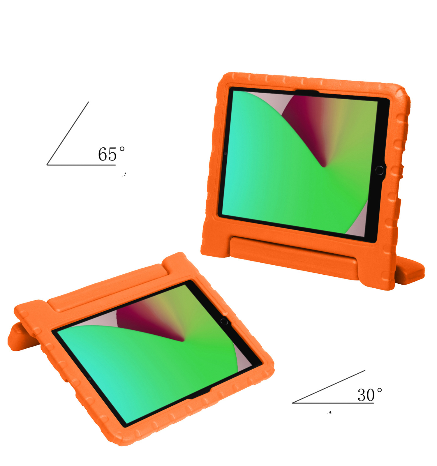NoXx Hoesje Geschikt voor iPad 10.2 2020 Hoesje Kinderhoes Shockproof Hoes Kids Case Met 2x Screenprotector - Oranje