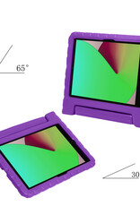 NoXx Hoesje Geschikt voor iPad 10.2 2020 Hoesje Kinderhoes Shockproof Hoes Kids Case Met 2x Screenprotector - Paars