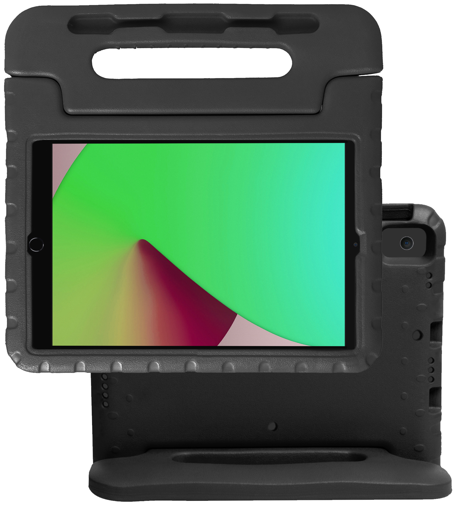 NoXx Hoesje Geschikt voor iPad 10.2 2021 Hoesje Kinderhoes Shockproof Hoes Kids Case Met 2x Screenprotector - Zwart