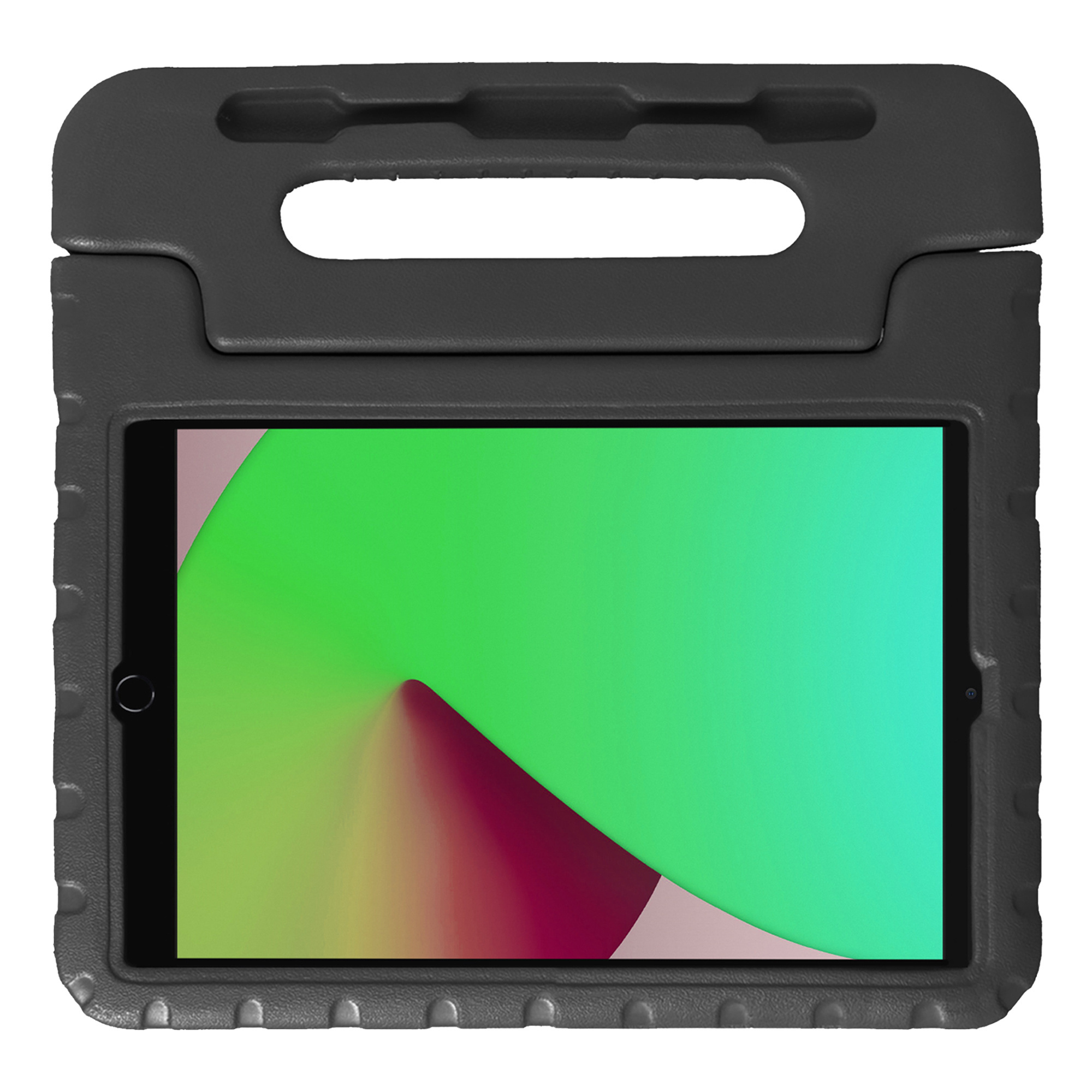 NoXx Hoesje Geschikt voor iPad 10.2 2021 Hoesje Kinderhoes Shockproof Hoes Kids Case Met 2x Screenprotector - Zwart