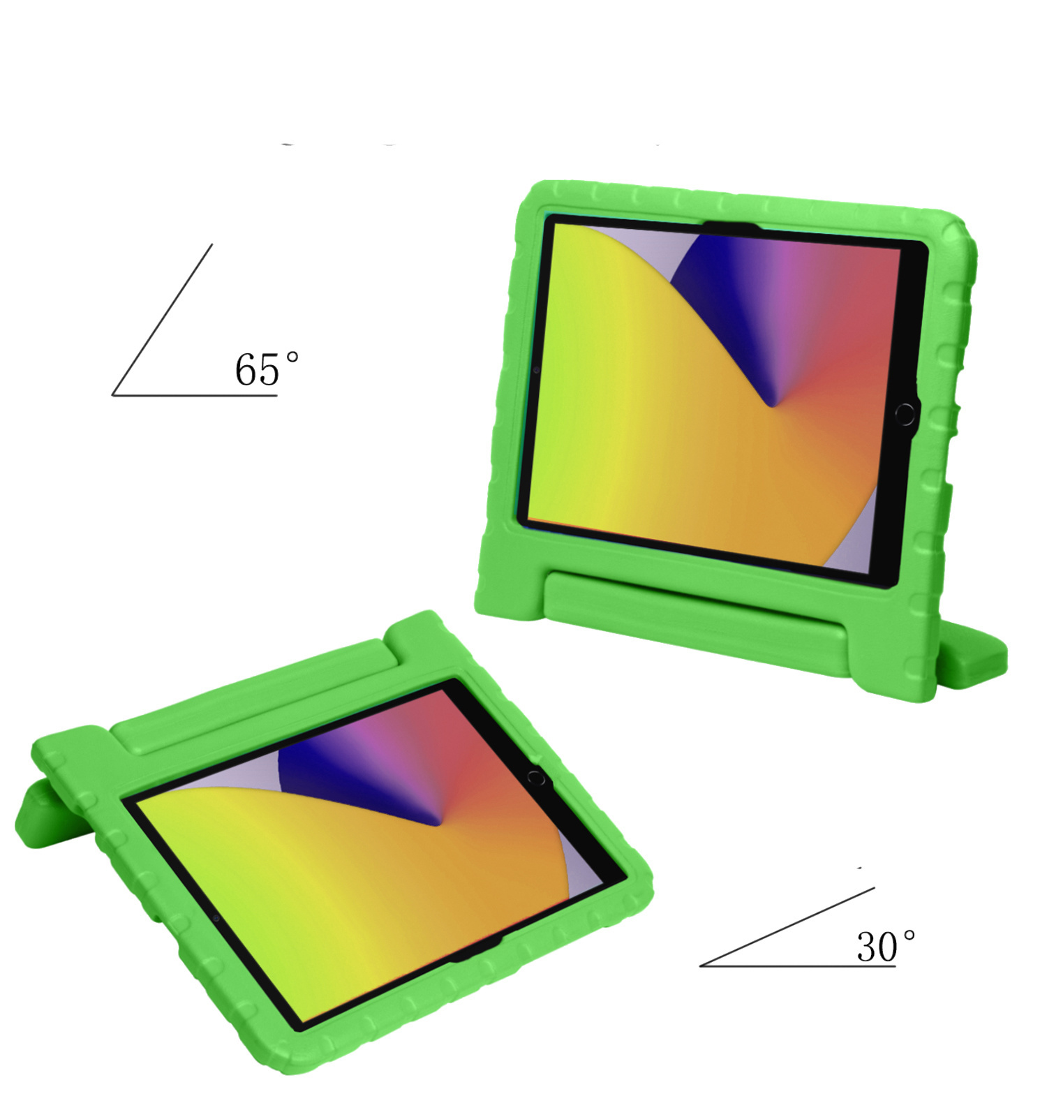 Nomfy Hoes Geschikt voor iPad 10.2 2019 Hoes Bumper Kindvriendelijk Kids Case Kinderhoes Met 2x Screenprotector - Hoesje Geschikt voor iPad 7 Hoesje Shockproof Cover Hoes - Groen